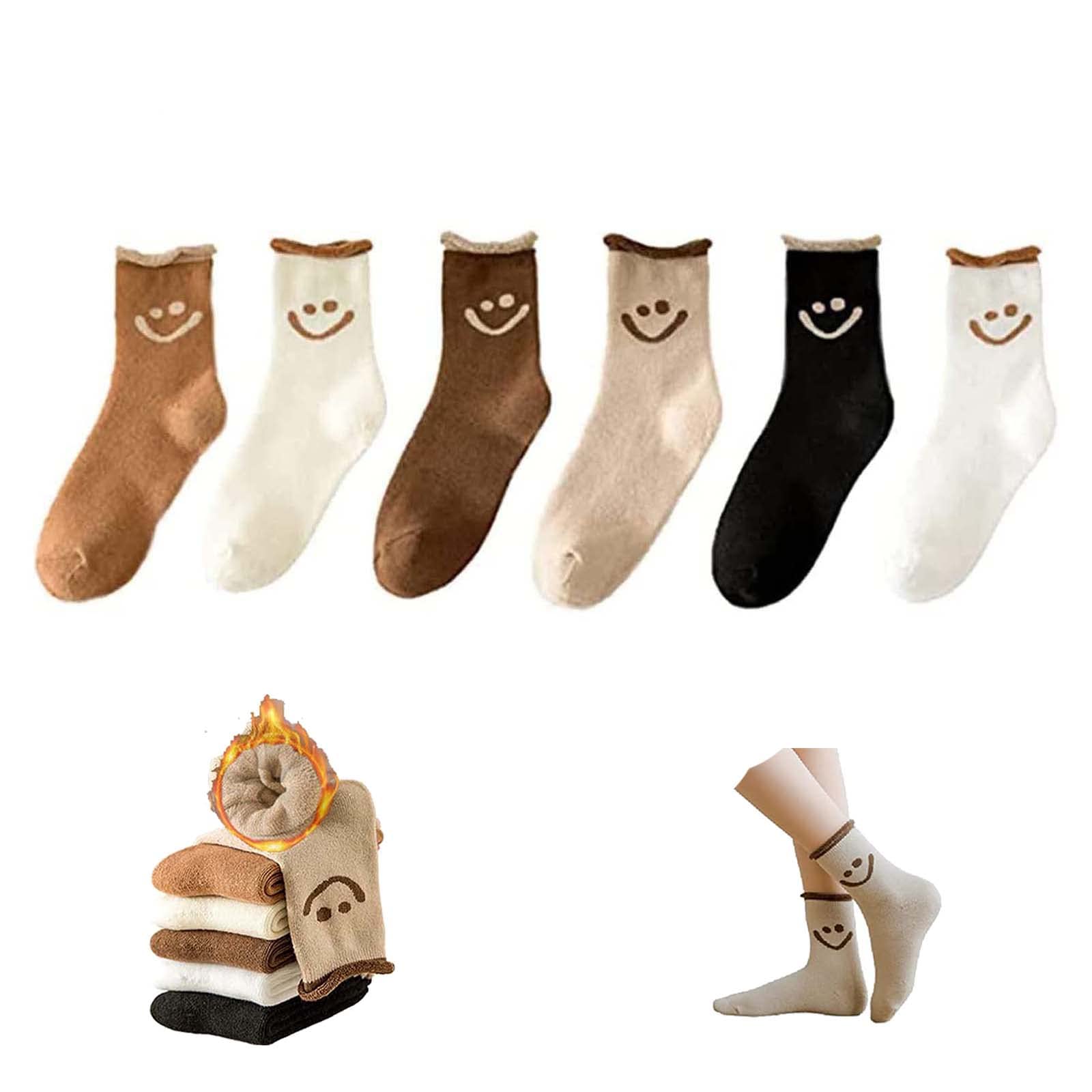 Smiley Face Socks for Women - 3/6 Pairs Cotton Ankle Socks for Winter & Fall - Cozy & Cute Daily Wear