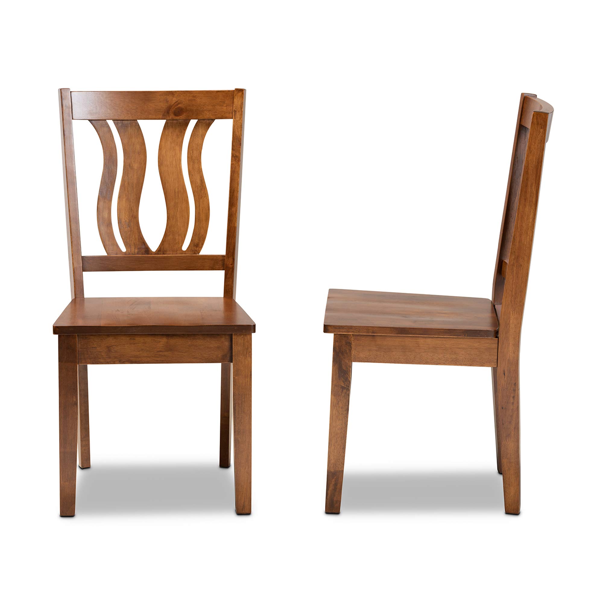 Baxton Studio Fenton Dining Chair Set of 2 - Transitional Walnut Brown Wooden Chairs for Kitchen, Dining Room & Breakfast Nook - Comfortable Wooden Seating for Home & Restaurant