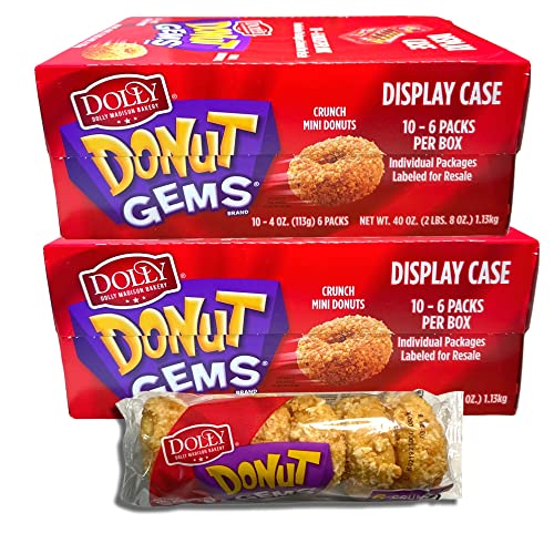 Tribeca Curations Dolly Madison Crunch Donut Gems Mini Donettes - Bulk Value Pack of 20 Packs (120 Donuts) | Perfect for Office Snacks, Party Favors & On-the-Go Breakfast