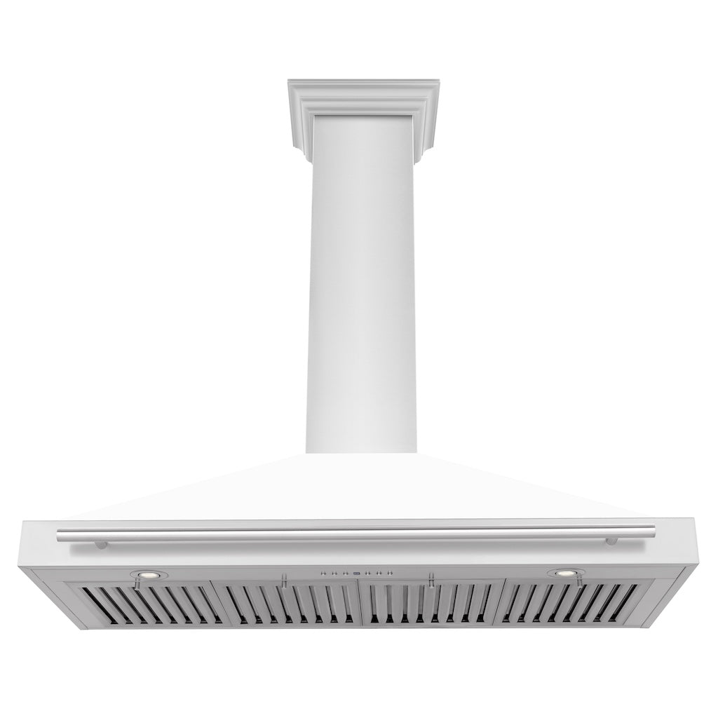 ZLINE KB4STX WM Convertible Stainless Steel Range Hood - White Matte Shell with Stainless Steel Handle | Professional Kitchen Ventilation for Home Cooking & Baking