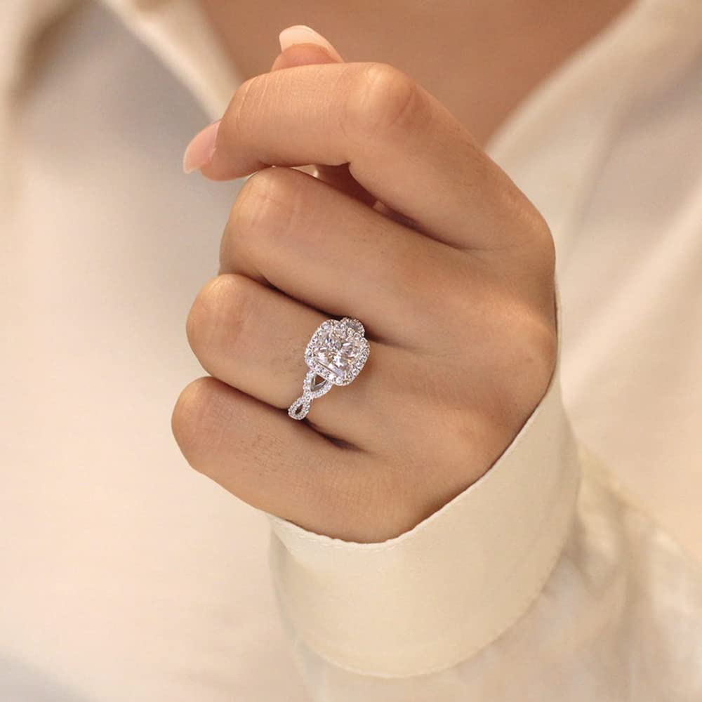 1.5 Carat Princess Cut Moissanite Engagement Rings for Women - 10K/14K/18K White Gold, Platinum Plated Silver - Anniversary & Promise Rings with Custom Text Engraving | Perfect for Proposals, Weddings & Romantic Gifts