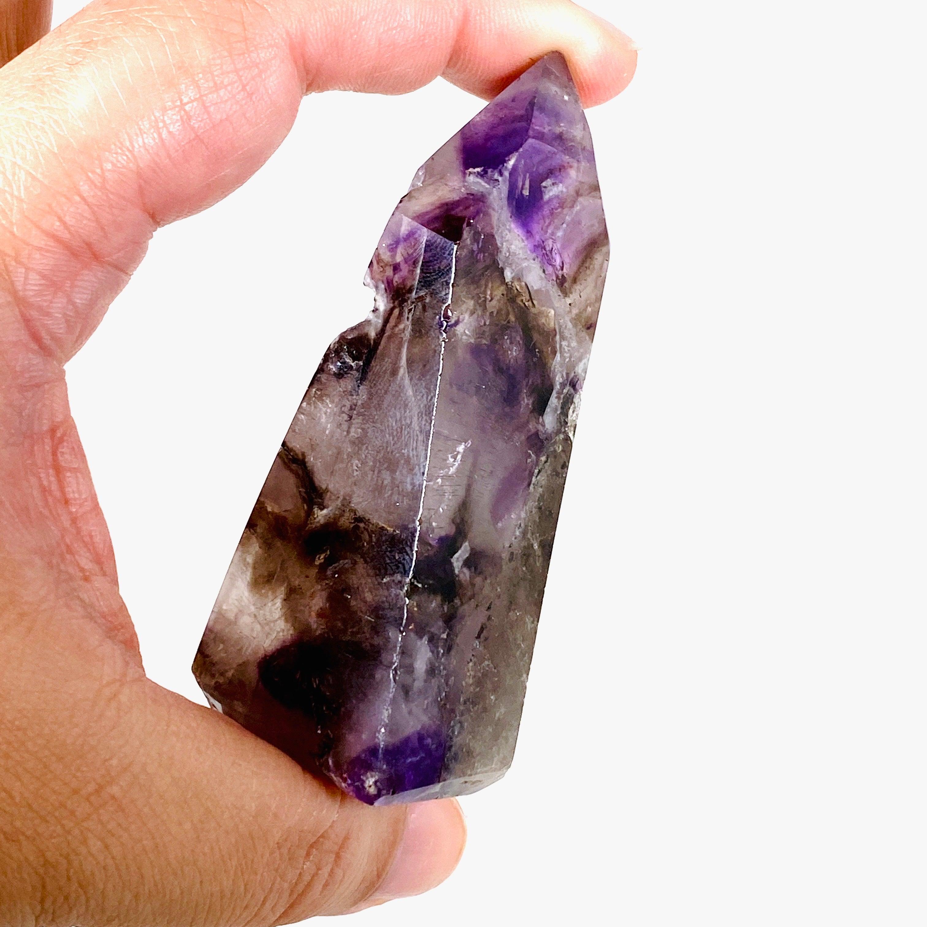 Natural Smokey Amethyst Polished Crystal with Inclusions - Healing Stone for Meditation, Reiki & Home Decor (CR3712)