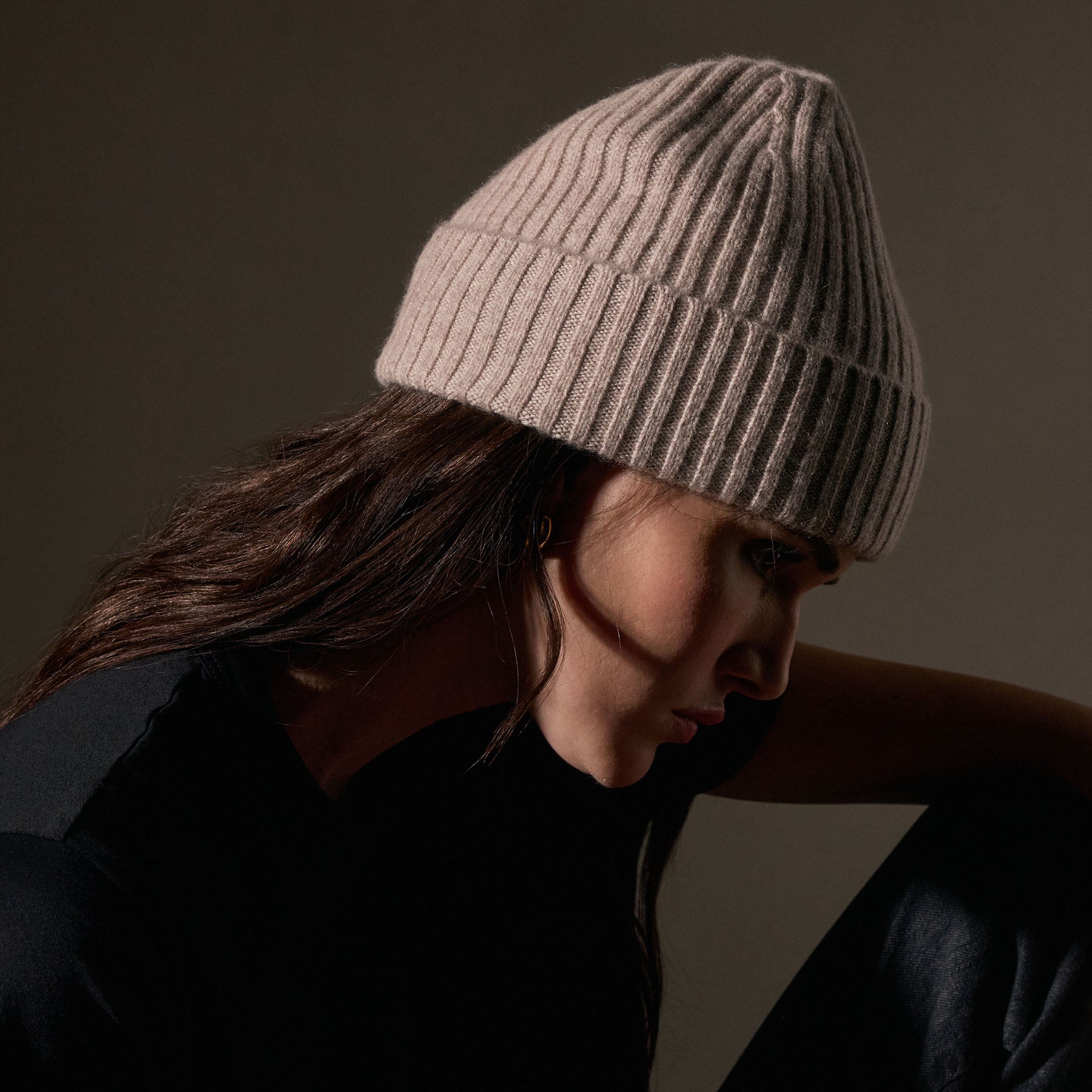 Eco-Friendly Recycled Cashmere Ribbed Beanie - Soft Stone Color Winter Hat for Men & Women - Perfect for Skiing, Hiking and Cold Weather Outdoor Activities