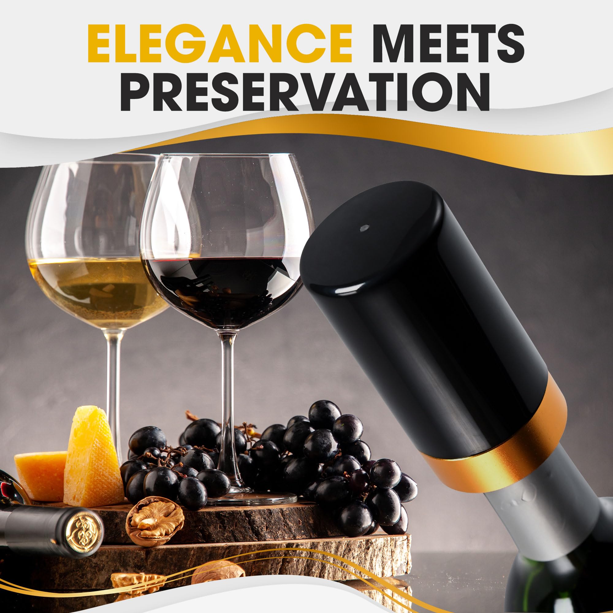 Electric Wine Vacuum Pump & Stopper Set - Automatic Wine Saver with LED Display for Red/White Wine Preservation | Perfect for Home Bars, Dinner Parties & Wine Storage