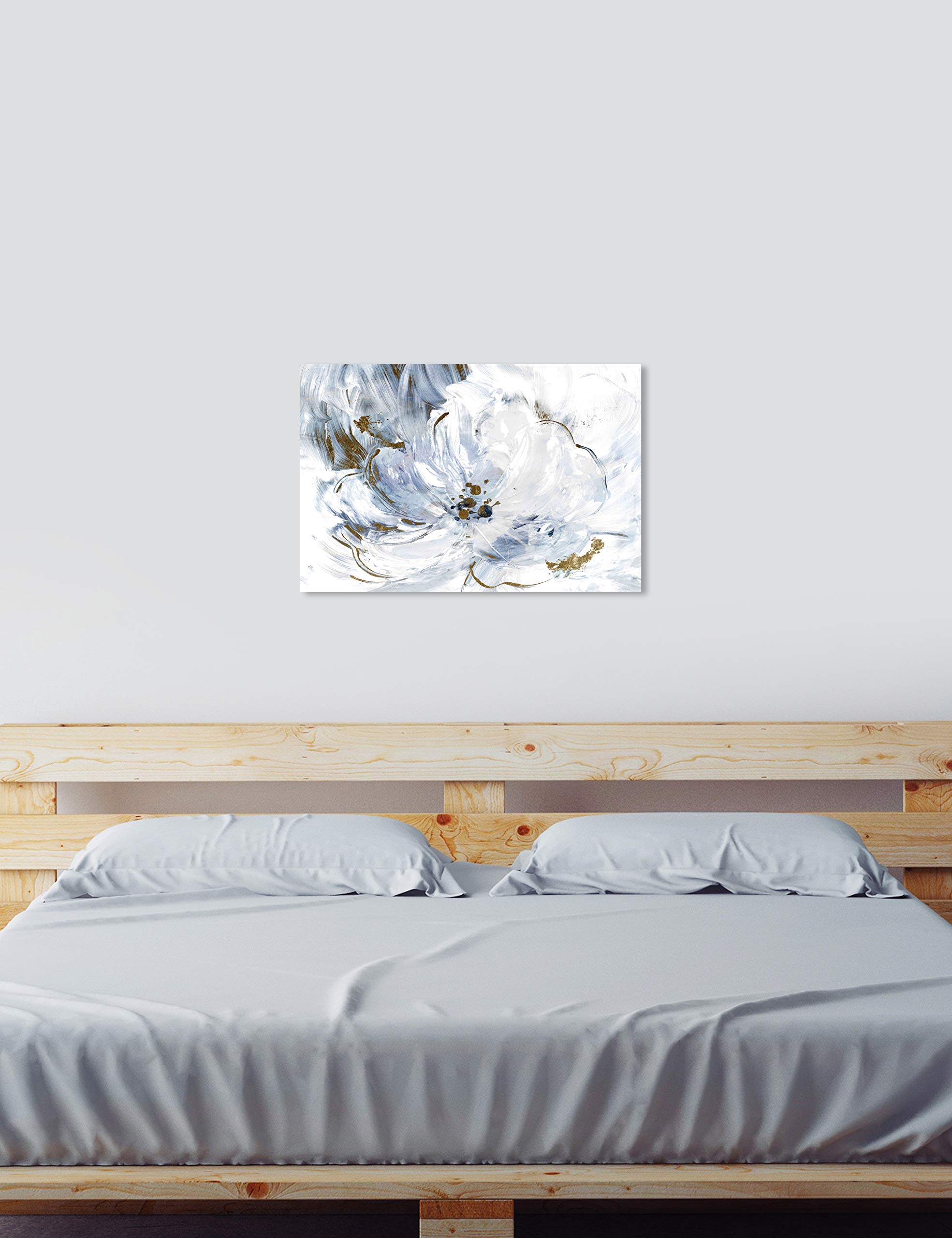 Oliver Gal Artist Co. 'Camellia Evenings' Abstract Wall Art Canvas Print - 36x24 Inches White & Gold Modern Home Decor | Perfect for Living Room, Bedroom & Office Wall Decoration