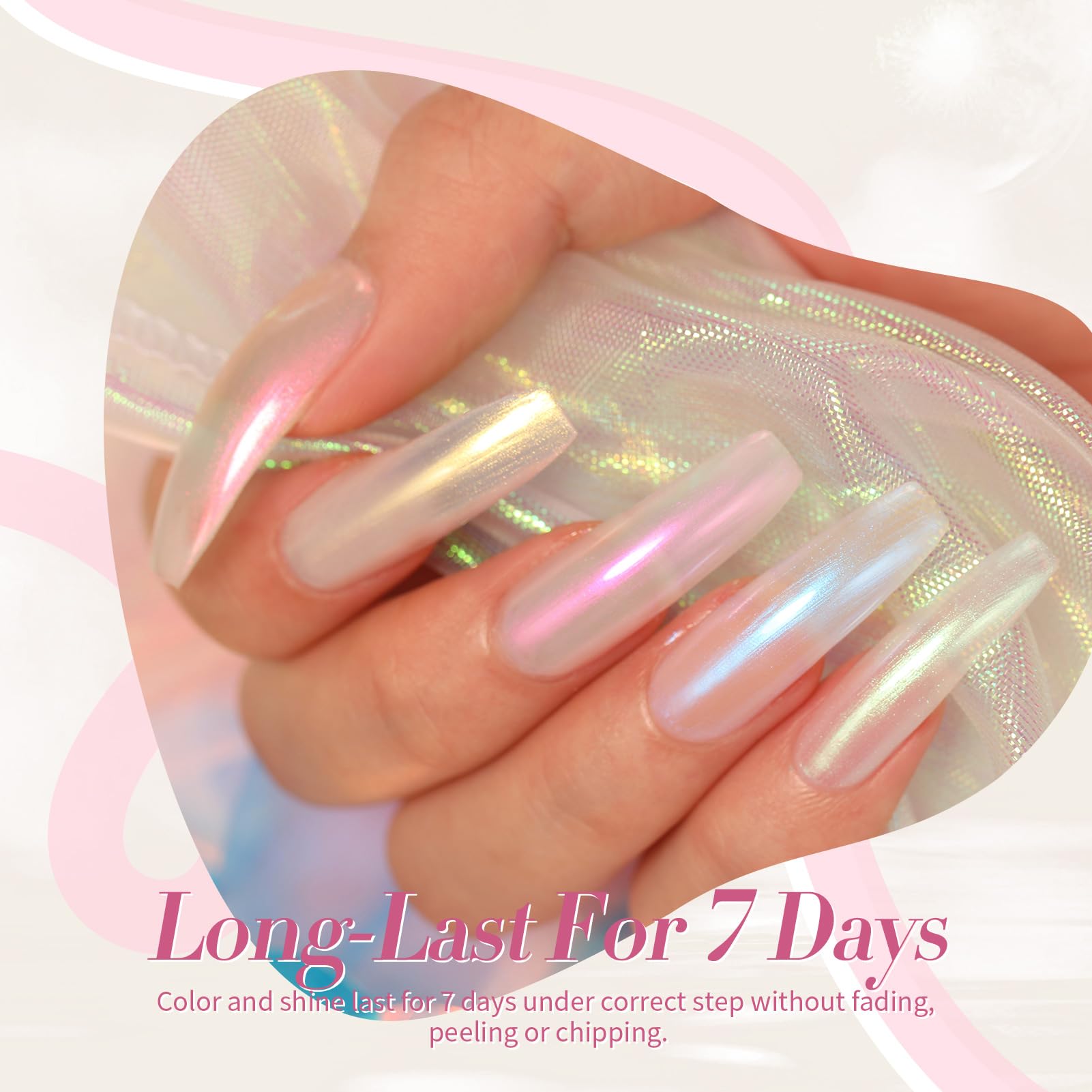 Born Pretty Pearl Nail Polish Set - 5 Colors Transparent Shell Glimmer Shimmer Sheer Jelly Nail Varnish with Base & Top Coat | Manicure, Nail Art, French Tips, Pedicure, Salon & Home Use