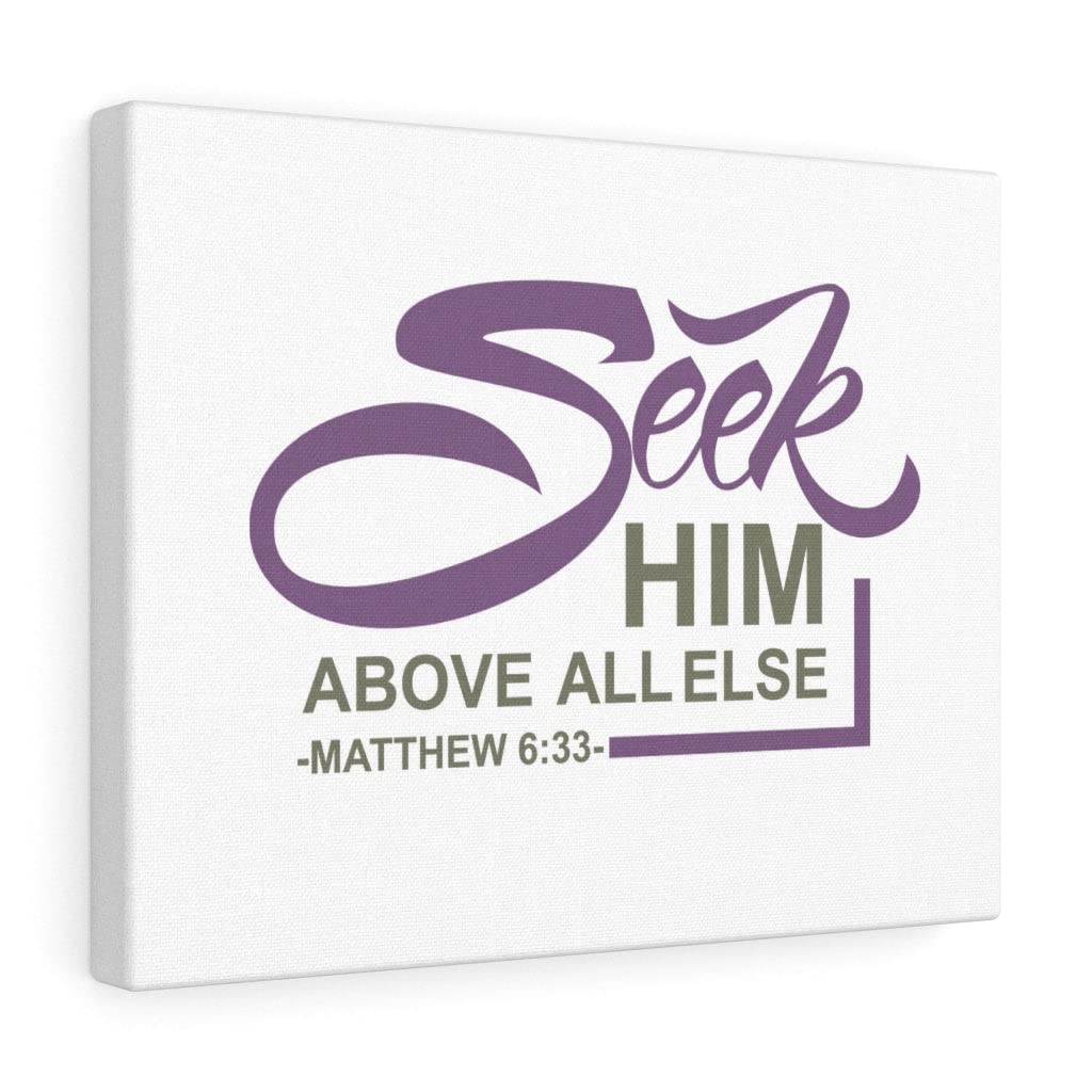 Seek Him First Matthew 6:33 Christian Wall Art - Bible Verse Canvas Print - Ready to Hang Scripture Decor for Home, Office & Church - Inspirational Gift for Weddings, Baptisms & Christian Holidays
