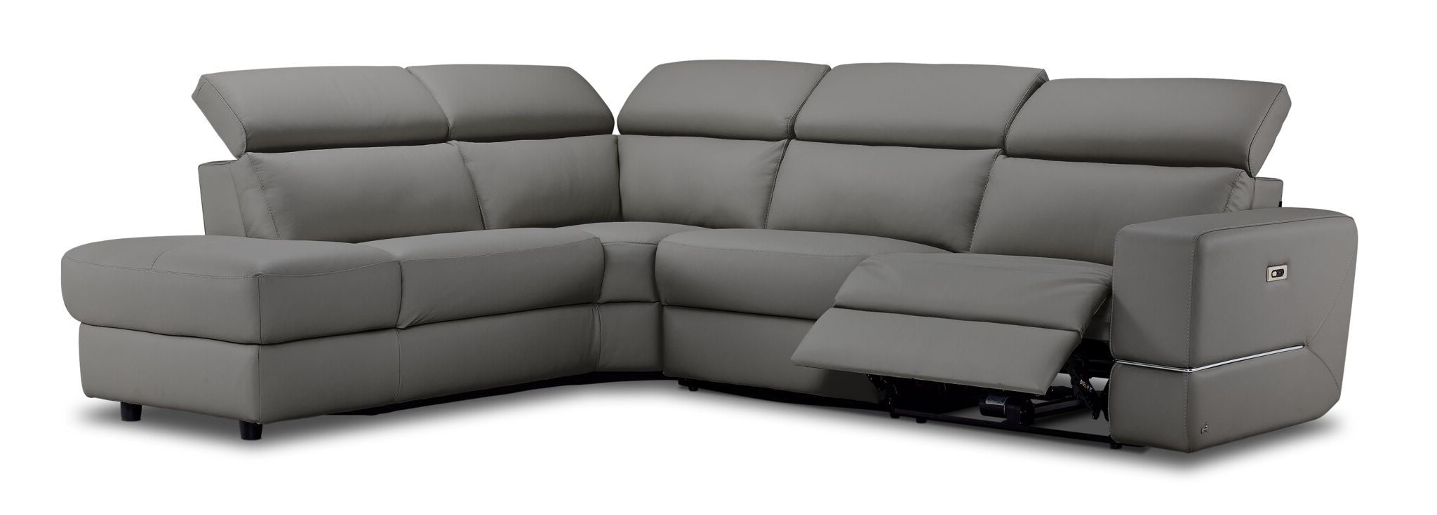 Bianca 3-Piece Power Reclining Sectional Sofa with Left Facing Chaise in Grey - Perfect for Living Room, Home Theater & Family Gatherings