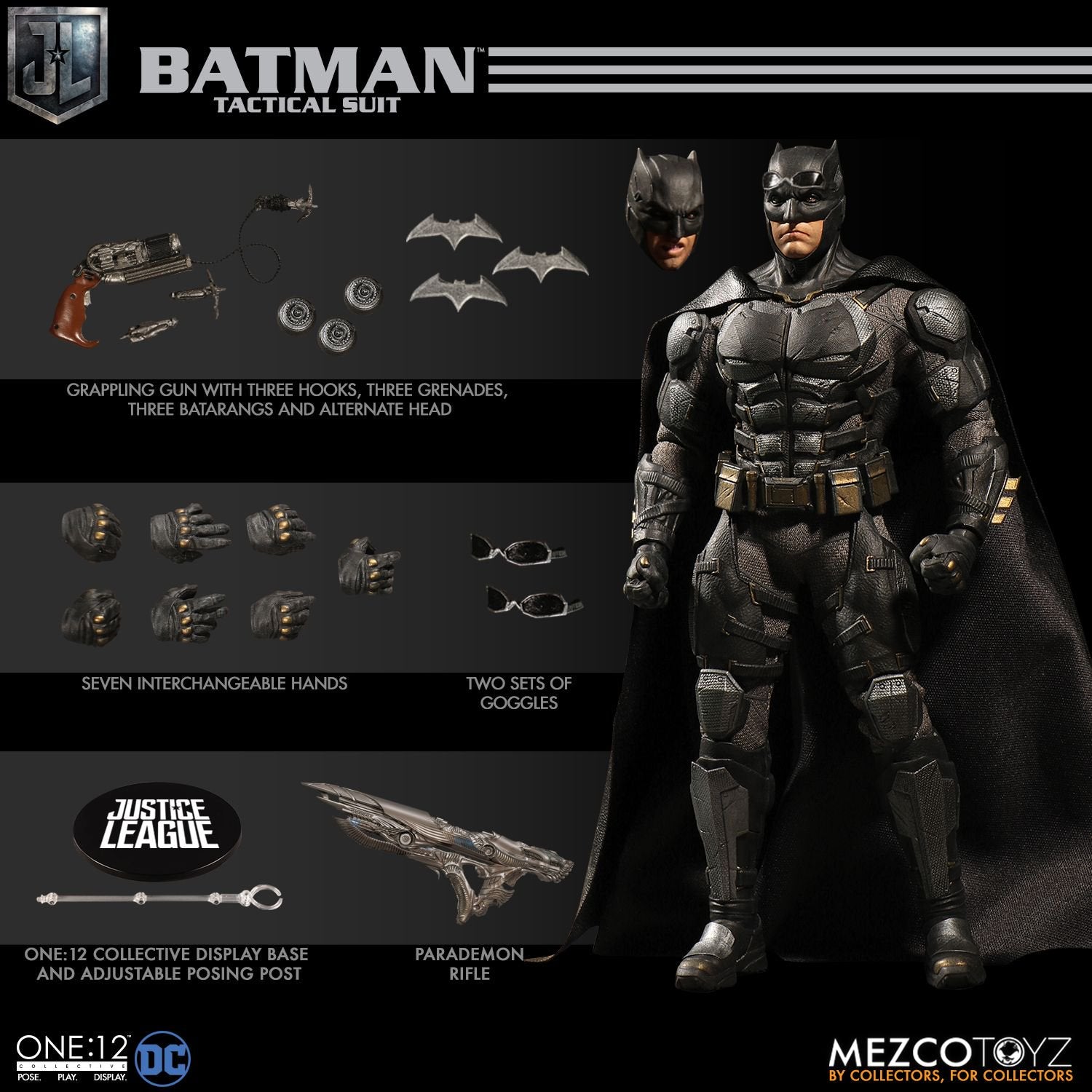 Mezco Toyz One:12 Collective DC Comics Justice League Tactical Suit Batman 1/12 Scale 6