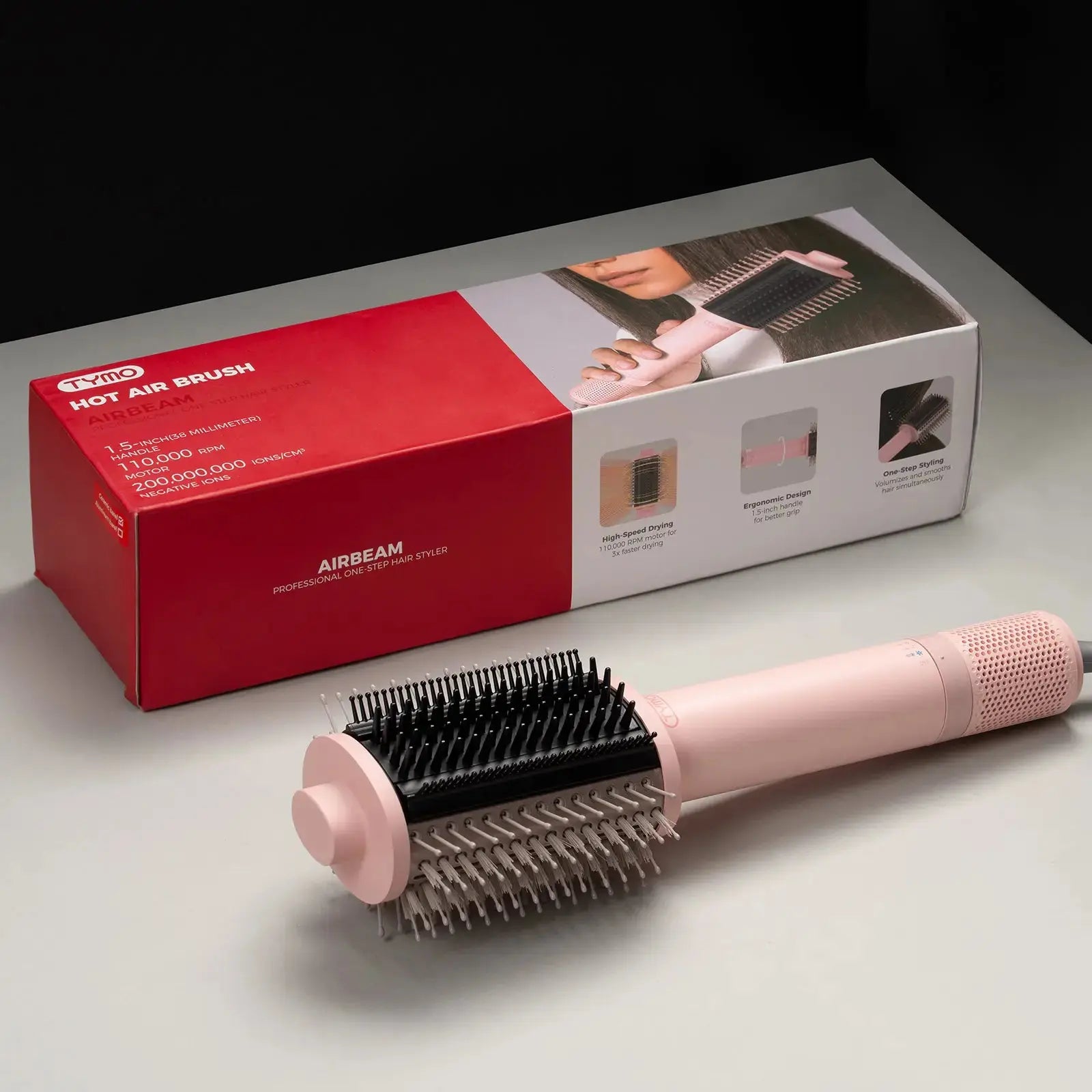 TYMO Airbeam Hair Straightening Brush - Ionic Ceramic Flat Iron for Frizz-Free, Smooth & Shiny Hair - Perfect for Home & Salon Styling