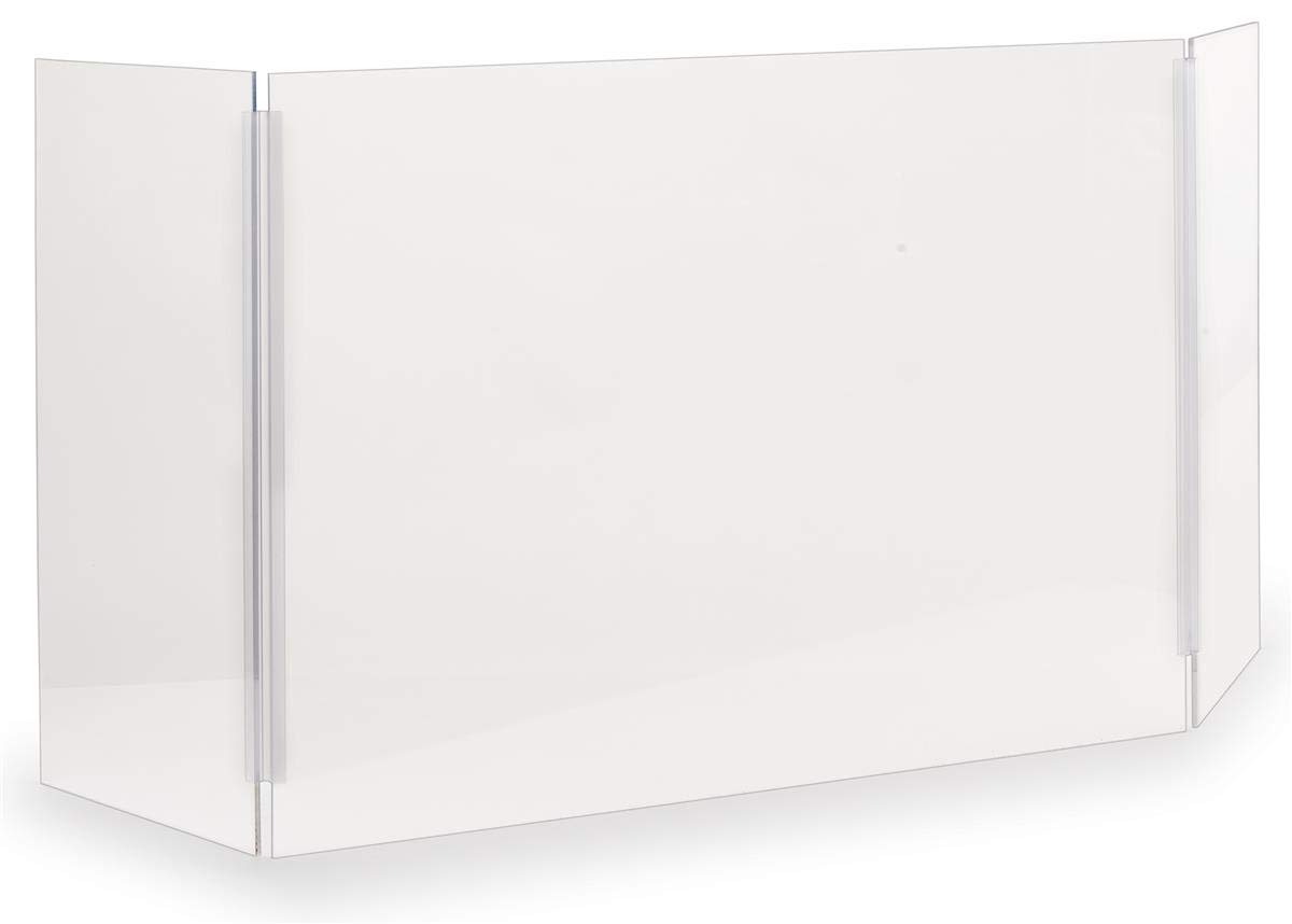 Displays2go Clear Acrylic Sneeze Guard Stand with Adjustable Hinged Ends - 28