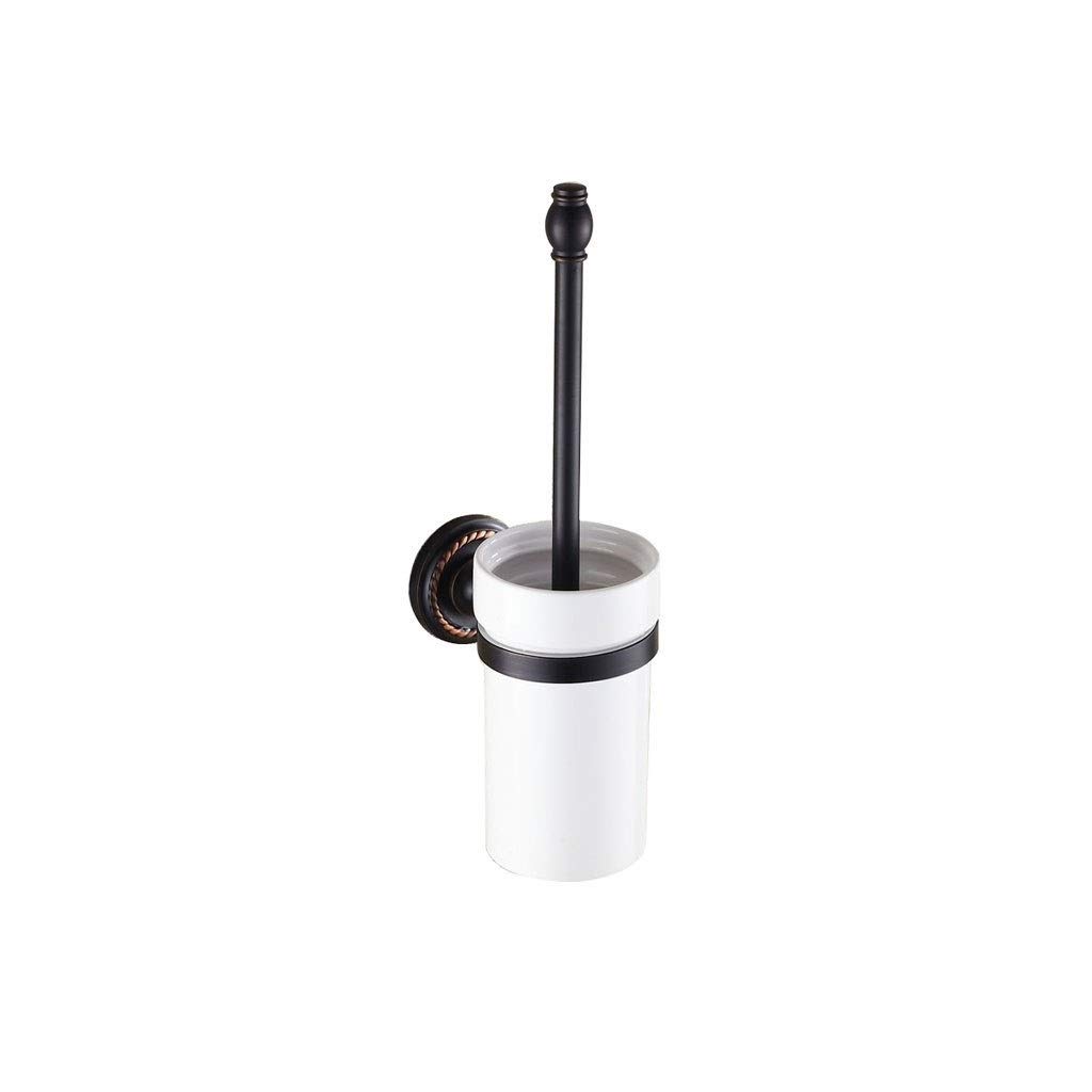 Premium Black Bronze Toilet Brush Set with Ceramic Holder - Heavy Duty Bathroom Cleaning Tools for Toilet Bowl Scrubbing - Modern Toilet Accessories for Home, Hotel & Office Use