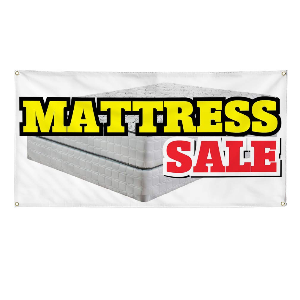 Vinyl Banner - Multiple Sizes (48x96 Inches) - Weatherproof Mattress Sale Sign for Business & Outdoor Use - White with 8 Grommets - Perfect for Retail Stores, Yard Sales & Industrial Advertising