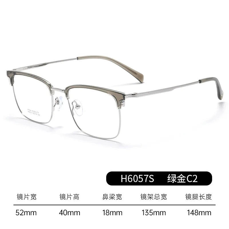 Bclear Men's Full Rim Square Brow Line Titanium Eyeglasses 16057 - Lightweight & Durable Eyewear for Work, Reading & Everyday Use