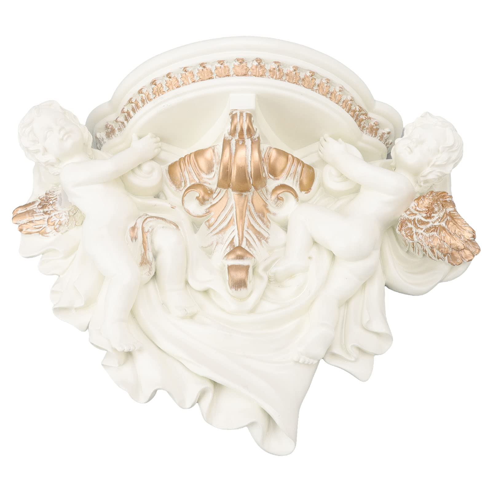 Tgoon Angel Wall Shelf - Beautiful Exquisite Resin Floating Shelf for Kitchen Decor, Bathroom Storage & Living Room Organization (Beige Gold) - Perfect for Displaying Plants, Photos & Decorative Items