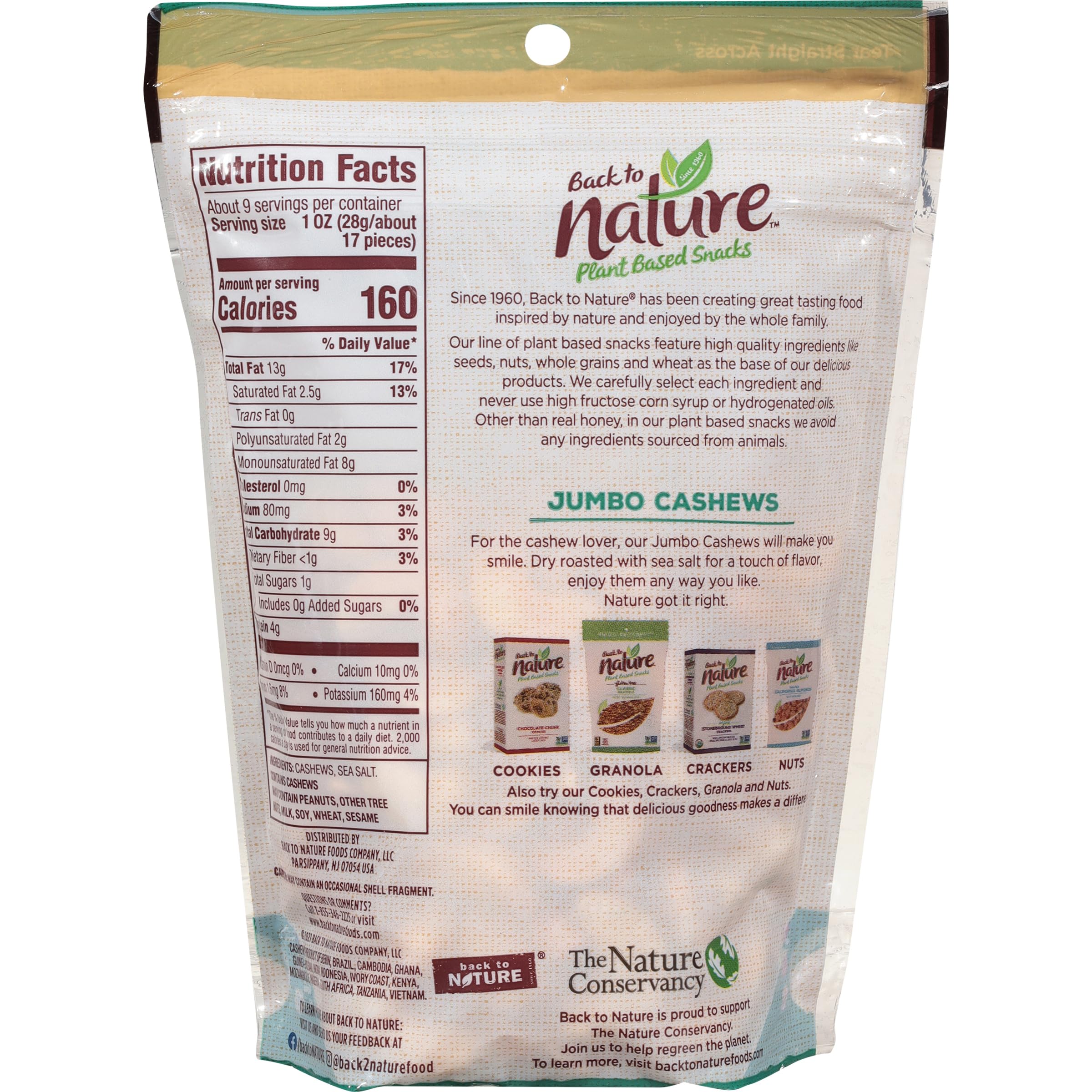 Organic Jumbo Cashews - Dry Roasted with Sea Salt, Non-GMO, High Protein Healthy Snacks, 9 Ounce (Pack of 9) | Perfect for Keto Diet, Vegan Snacking & On-the-Go Nutrition