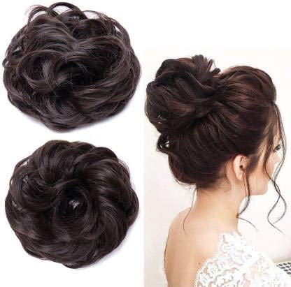 Samyak 2-Piece Synthetic Funky Messy Hair Bun Extension for Instant Updo Hairstyles - Perfect for Parties, Cosplay & Everyday Fashion
