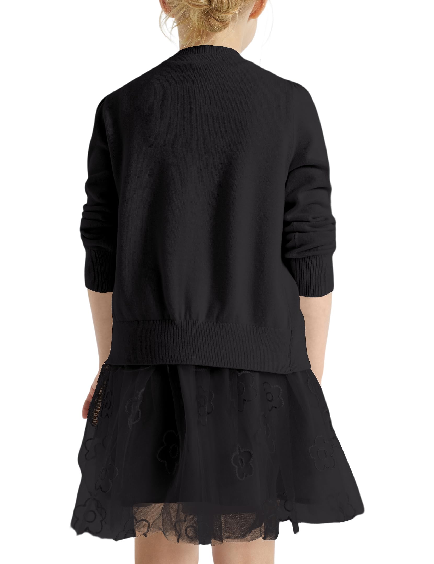 Girls Cropped Knit Cardigan - V Neck Button Down Sweater for Dresses & Tops | Perfect for Spring Layering & Casual Outfits
