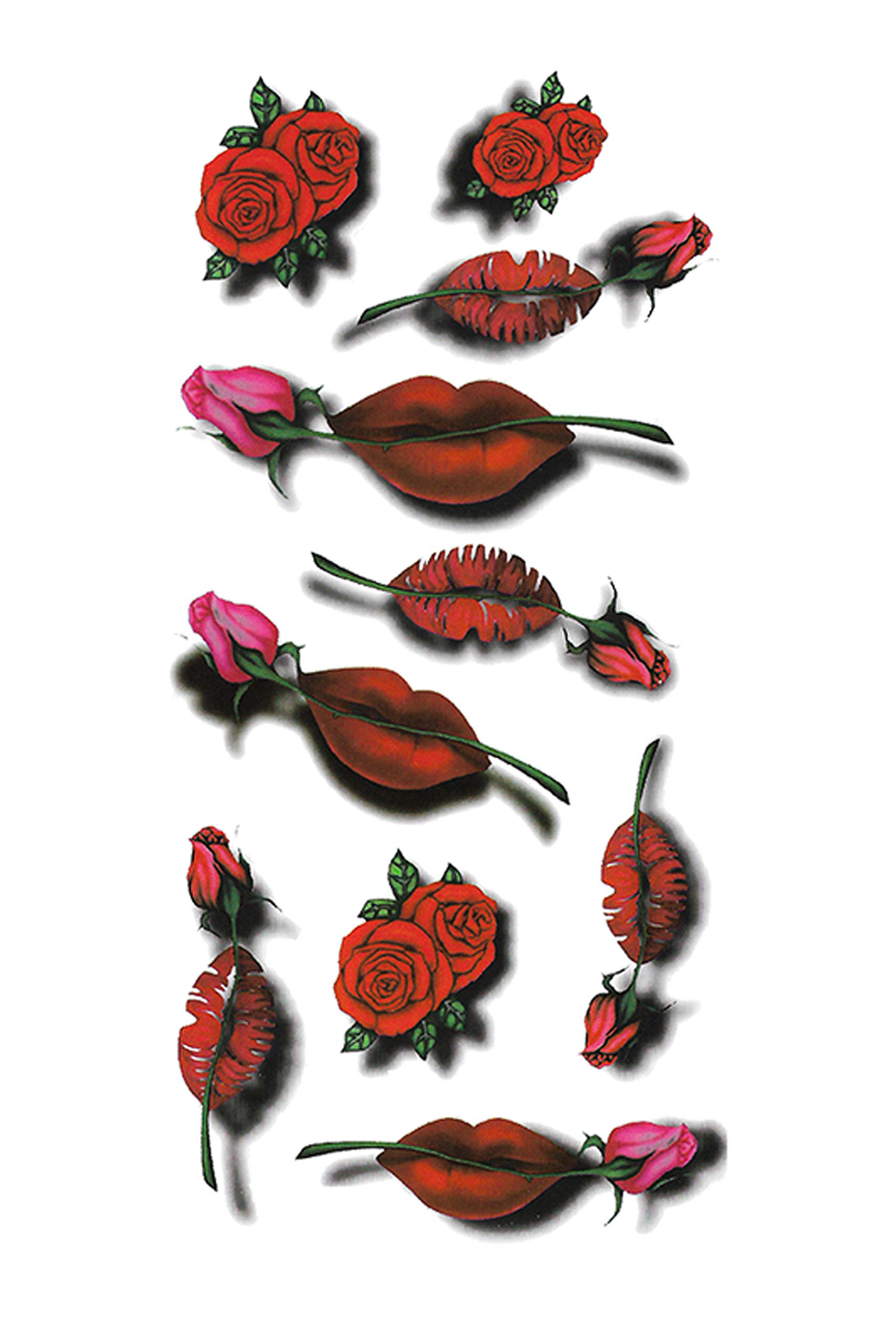 3D Temporary Tattoo Stickers for Men & Women - Waterproof Fake Tattoos with Flowers, Butterflies, Stars & Angel Designs - Realistic Body Art for Parties, Halloween, Cosplay & Honeymoon - 19x9cm Dark Desire Collection
