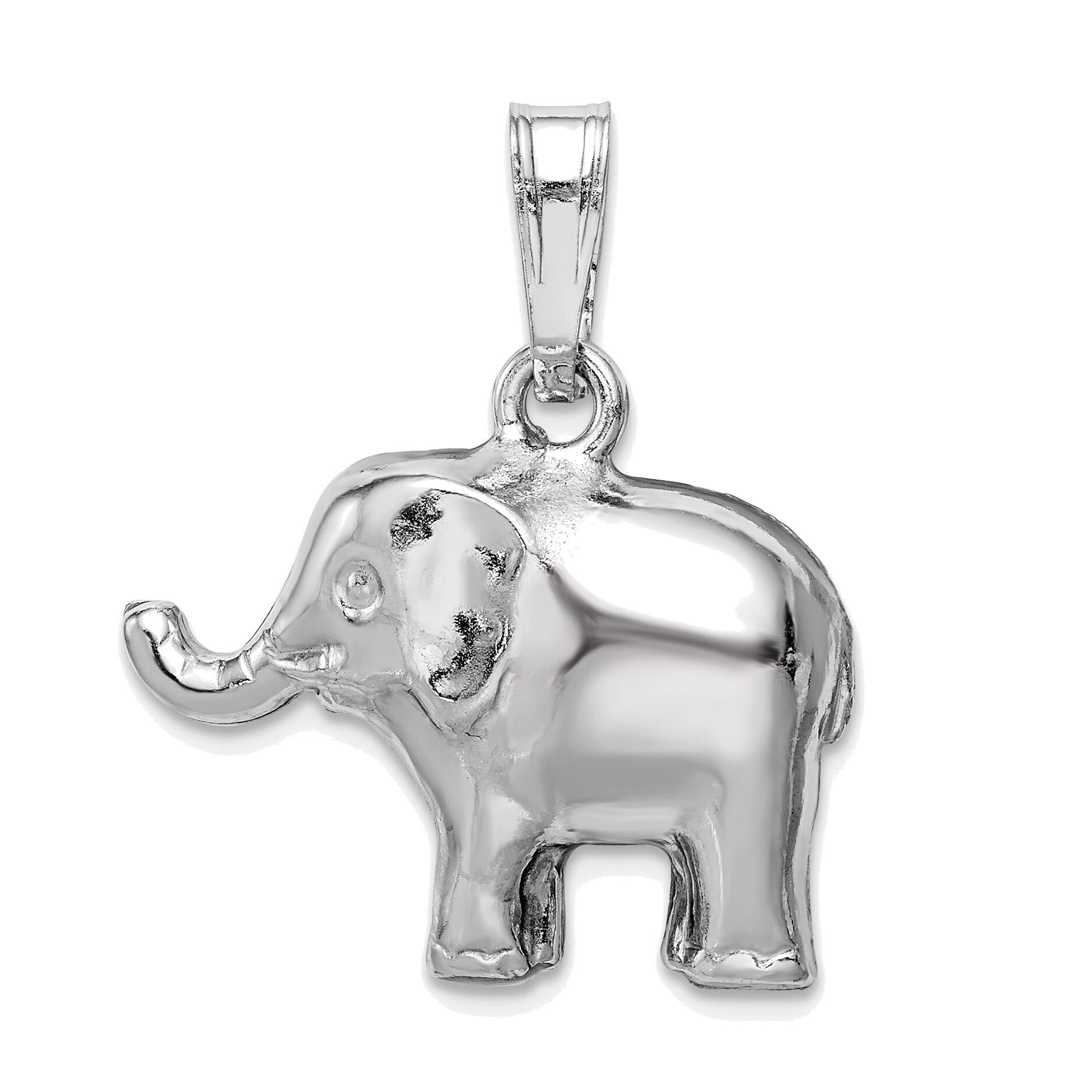 Bonyak Jewelry Solid Sterling Silver Rhodium-Plated Polished Elephant Pendant Necklace - Perfect for Gifts, Spiritual Jewelry & Boho Fashion Accessories