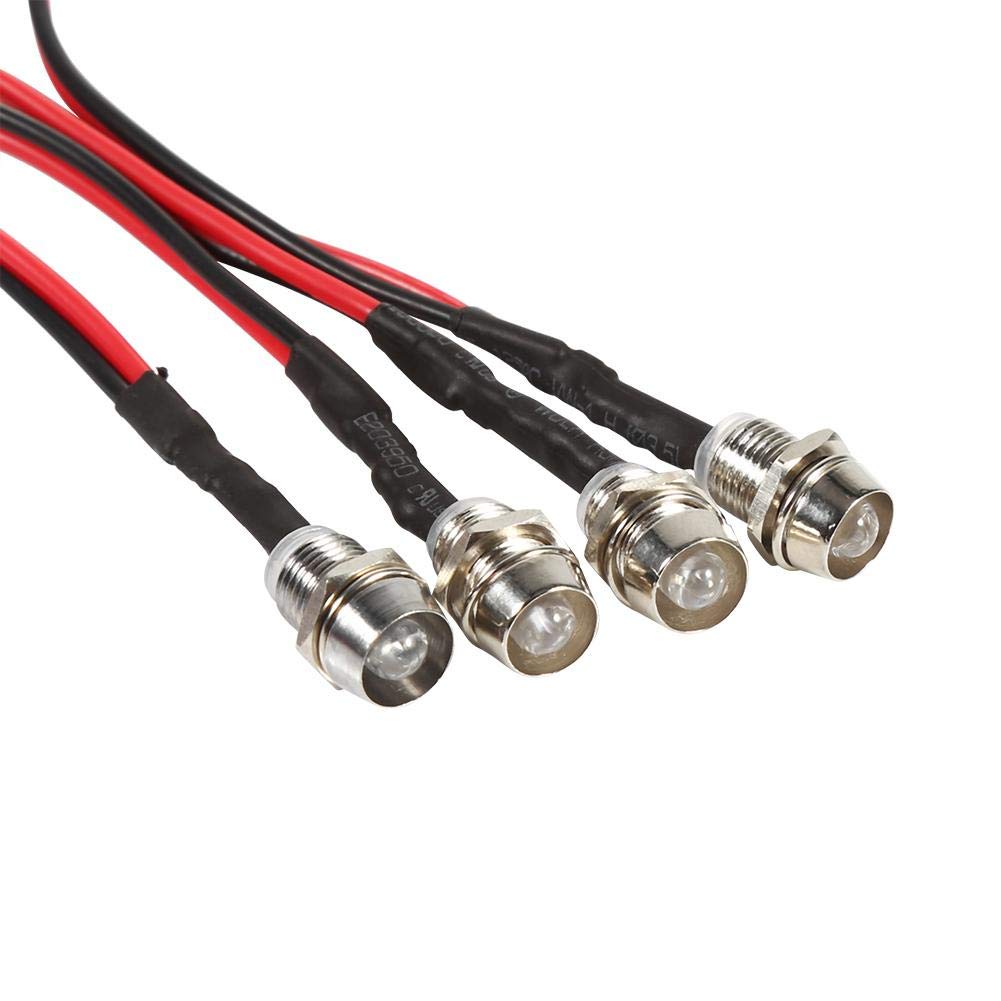 Ejoyous 12V 8mm LED Panel Pilot Dash Warning Light Indicator Lamp - 4 Pack White for Car, Van, Truck, Boat - Perfect for Dashboard Warning Signals & Marine Navigation Lights