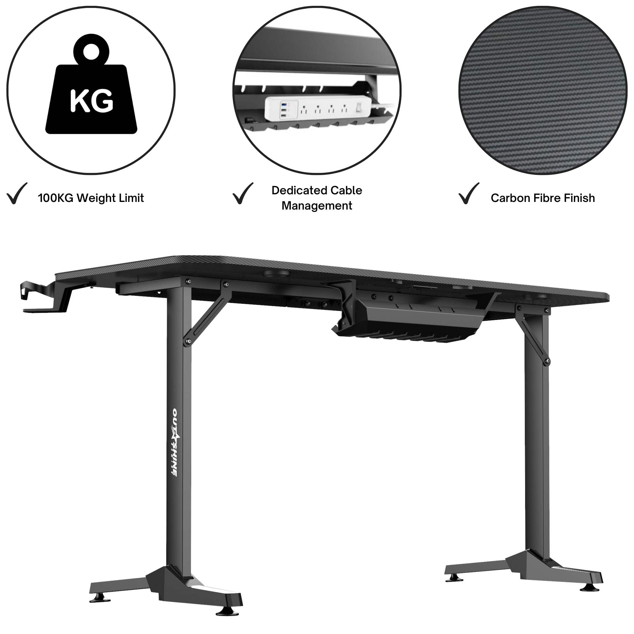 Fortitude 140cm Wide Gaming Desk - Ergonomic Computer Desk for PC & Console Gamers - Perfect for Home Office, Streaming & Esports Setup