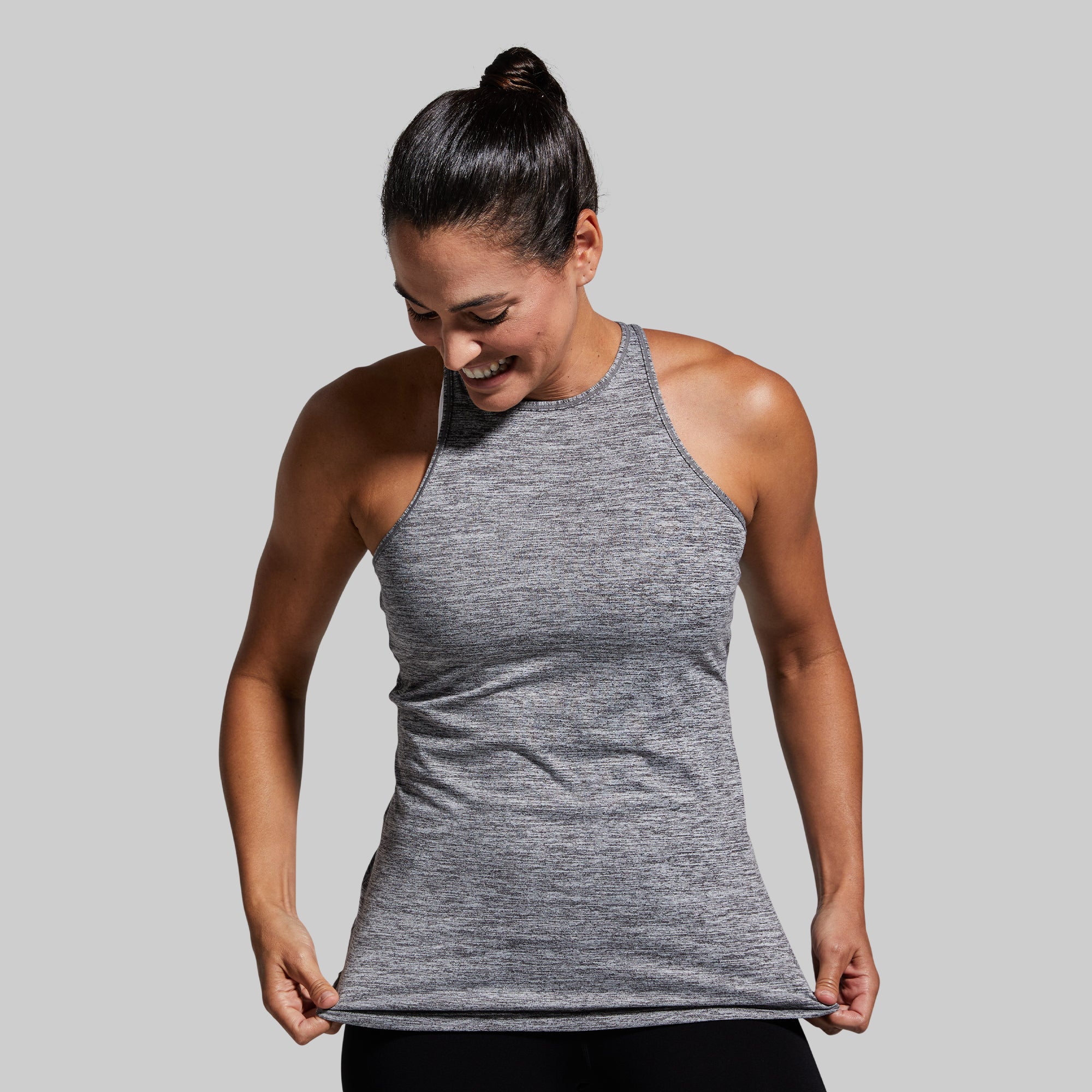 Edge Tank Top for Women - Soft Heather Grey Ribbed Knit Slim Fit Cami - Perfect for Layering, Casual Wear & Summer Outfits