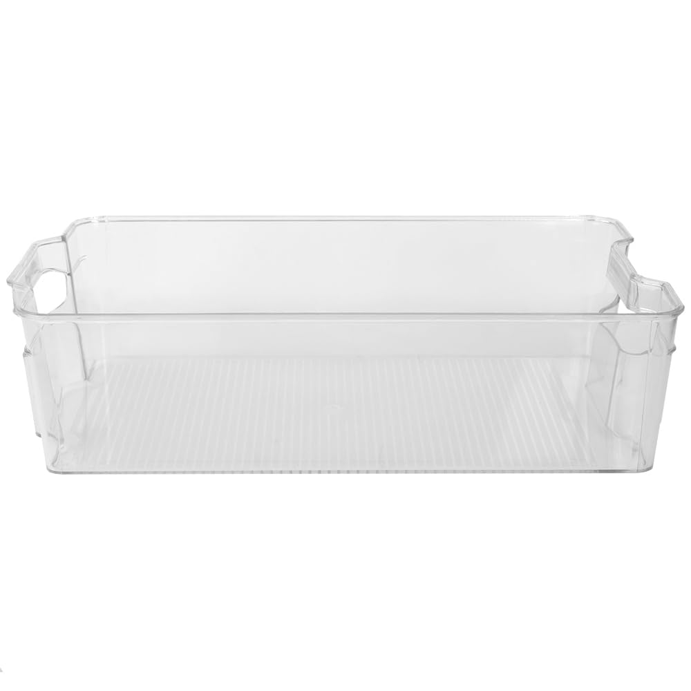 Extra Large Plastic Stackable Storage Bins with Handles for Refrigerator, Freezer & Pantry Organization - Clear Kitchen Organizer Containers for Food Storage & Home Organization