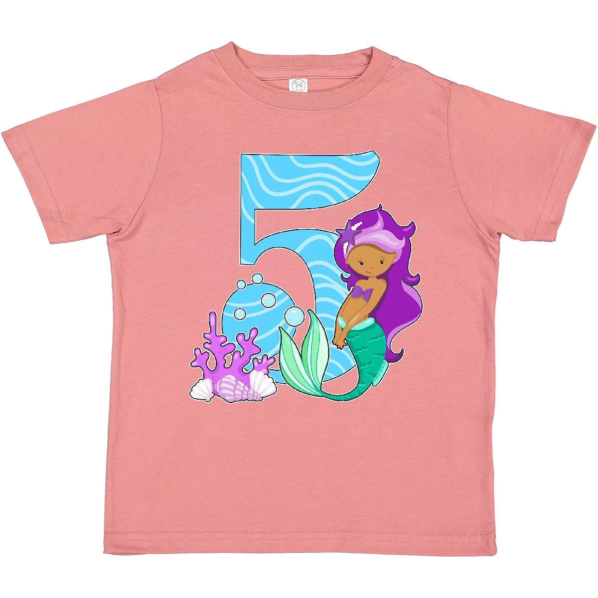 Inktastic Fifth Birthday Mermaid Toddler T-Shirt - Cute Mermaid Design for Girls' 5th Birthday Party Outfit & Summer Playwear