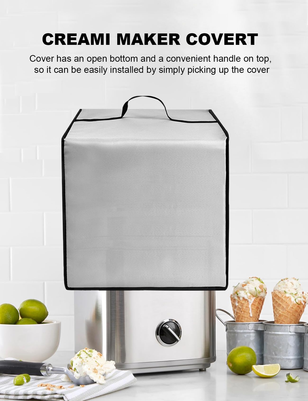 Premium 2QT Creami Maker Dust Cover - Waterproof & Anti-Static Nylon Protective Case for Cuisinart ICE30BCP & 1ICE-70P1 Ice Cream Makers - Perfect for Soft Serve, Frozen Yogurt & Gelato Machines (Silver, 2QT) - Keep Your Appliance Clean in Kitchen & Party Settings