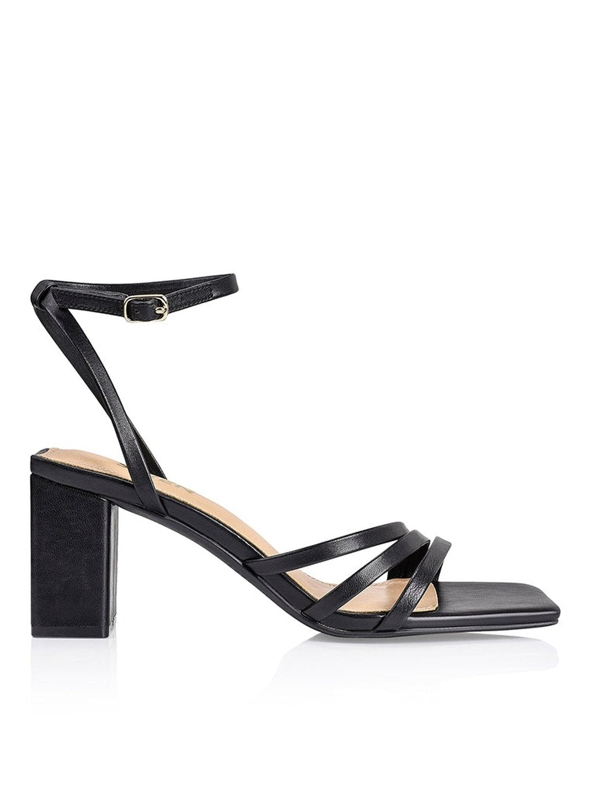 Tessie Women's Black Leather Block Heel Sandals - Comfortable Dressy Summer Shoes for Weddings, Parties & Office Wear