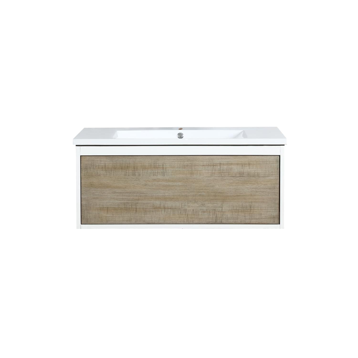 Scopi 36 Inch Single Acrylic Top Bathroom Vanity in Rustic Acacia - Modern Farmhouse Style for Small Bathrooms & Powder Rooms