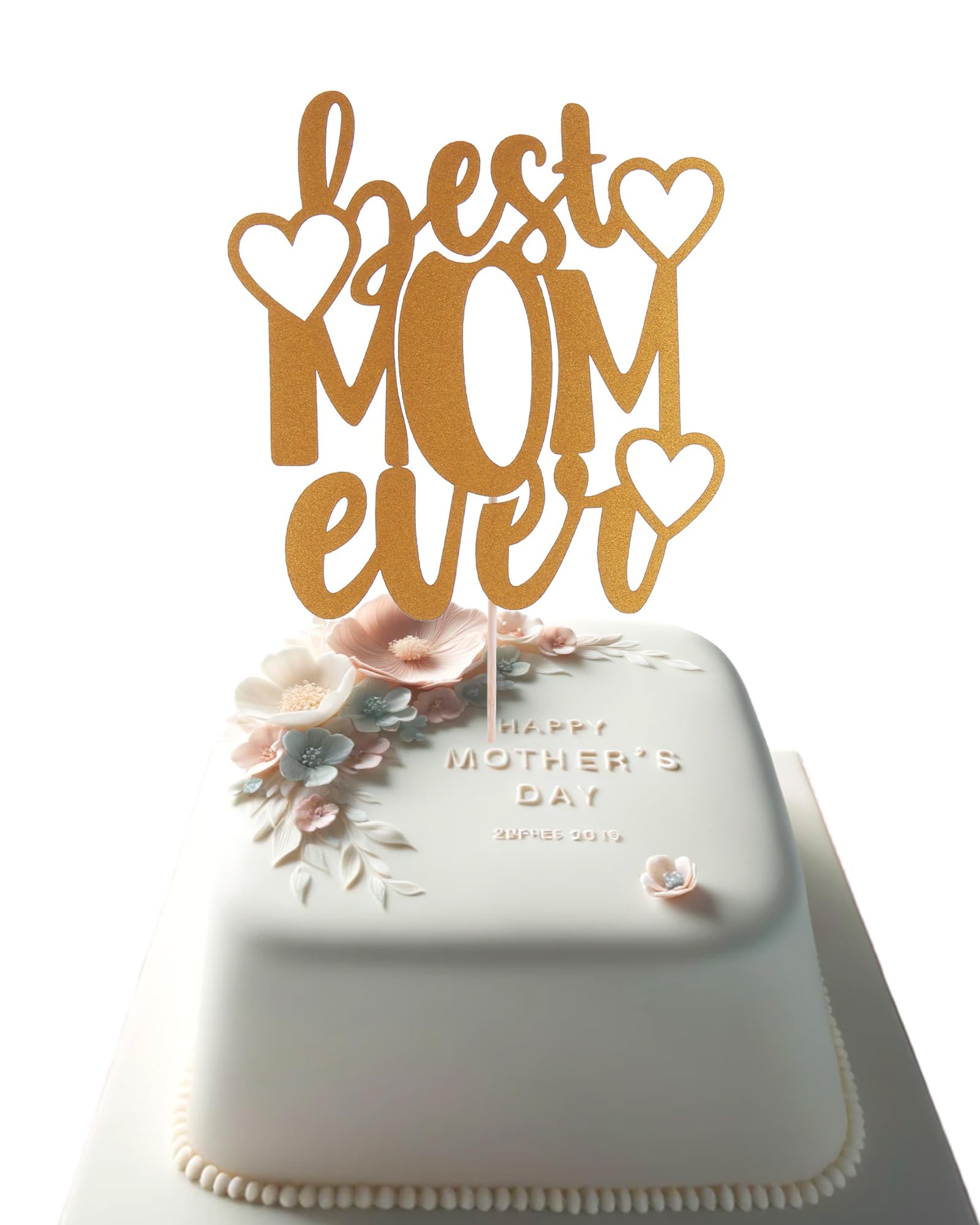 Best Mom Ever Cake Topper - Happy Mother's Day Cake Decorations Supplies for Birthday, Anniversary & Special Celebrations