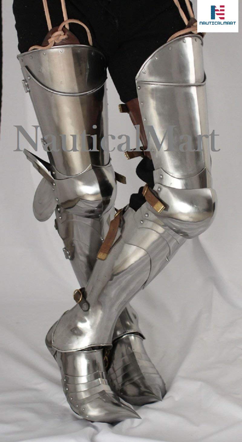 Medieval Steel Greaves Leg Armor - Authentic LARP & Cosplay Protection - Perfect for Renaissance Fairs, Historical Reenactments & Fantasy Costumes
