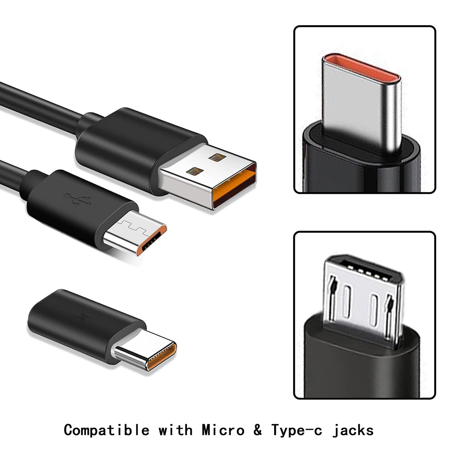 Fast Charging Micro USB Cable - High-Speed Charger Cord for Wireless Bluetooth Speakers, Headphones, Headsets & Earphones | Perfect for Home, Office & Travel Use