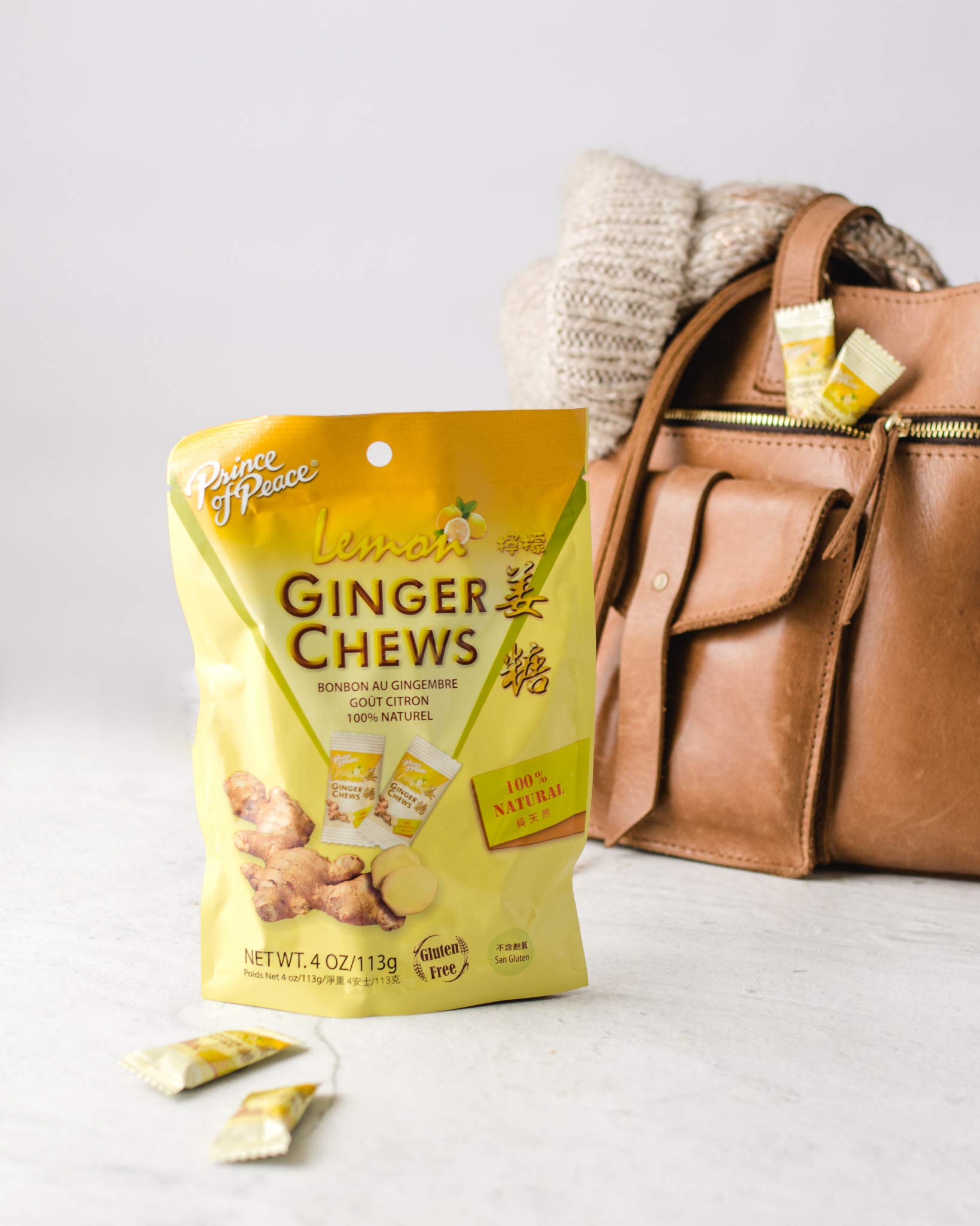 Prince of Peace Lemon Ginger Chews, 4 oz - Natural Candied Ginger Candy for Nausea Relief - Digestive Aid & Motion Sickness Remedy - Perfect for Travel, Pregnancy & Upset Stomach