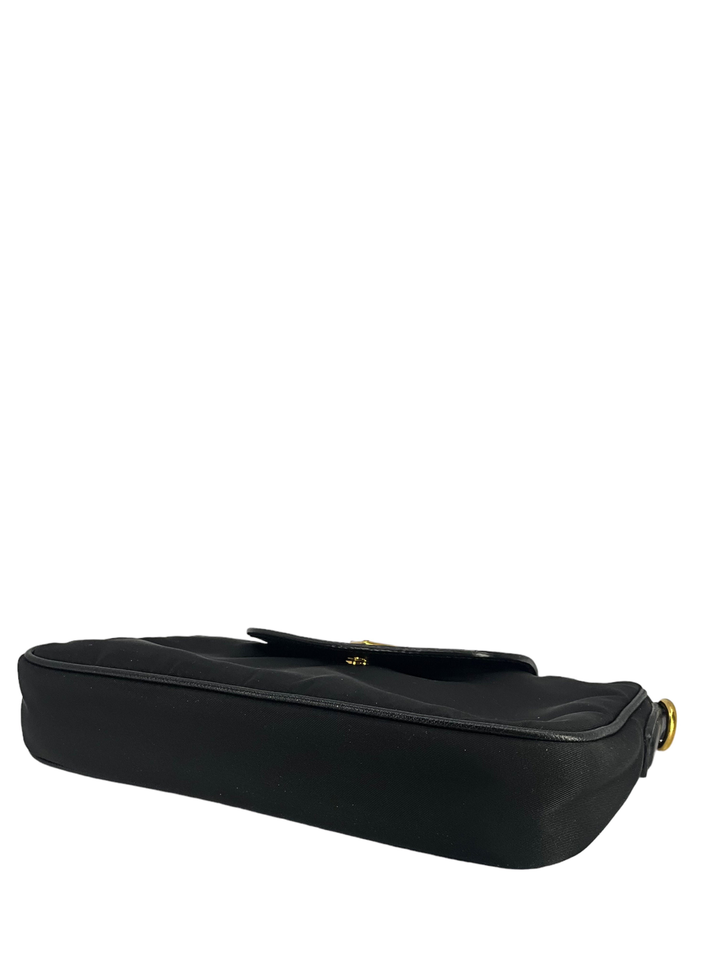 Prada Tessuto Nylon Saffiano Trim Clutch Bag for Women | Luxury Designer Handbag | Perfect for Evening Parties, Weddings & Special Occasions