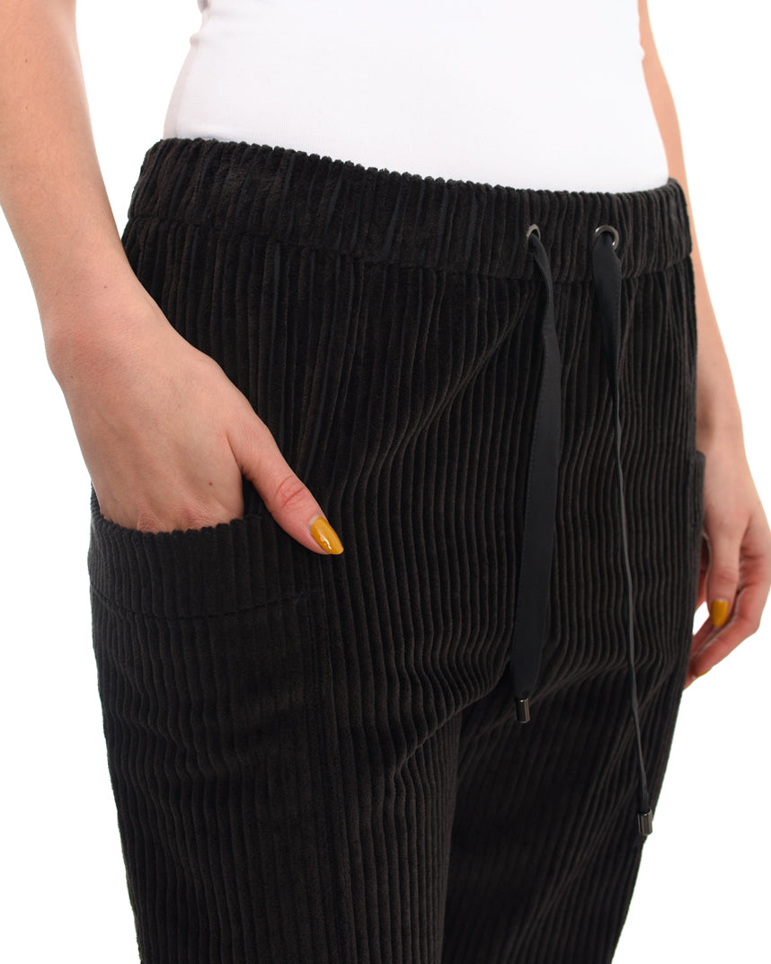 Brunello Cucinelli Men's Brown Corduroy Elastic Waist Pants - Comfortable Casual Trousers for Work & Weekend Wear