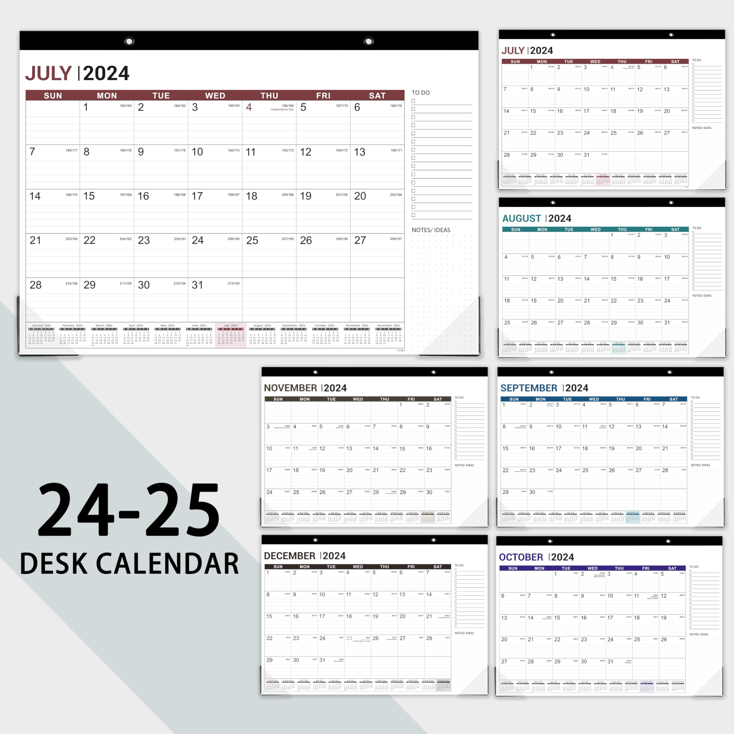 2025 Desk Calendar 18 Months (July 2024 - December 2025) - 12