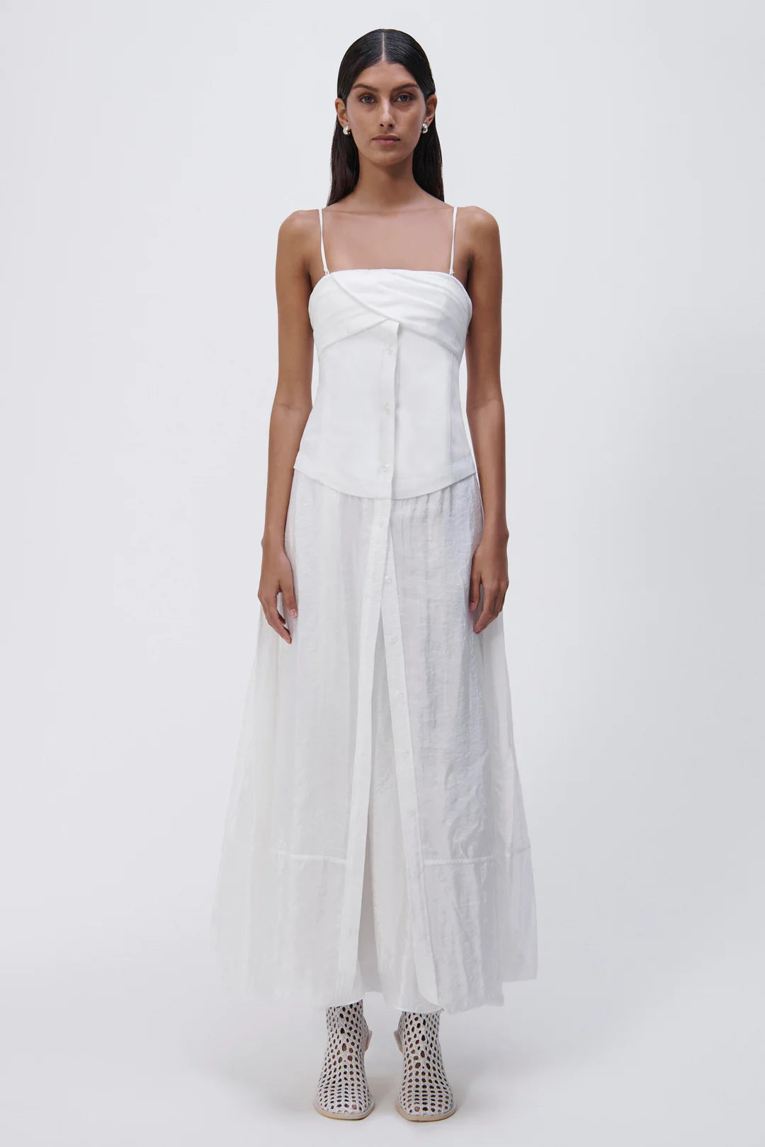 Ala Parachute Dress for Women - Elegant White Flowy Maxi Dress for Summer, Beach, and Casual Outings