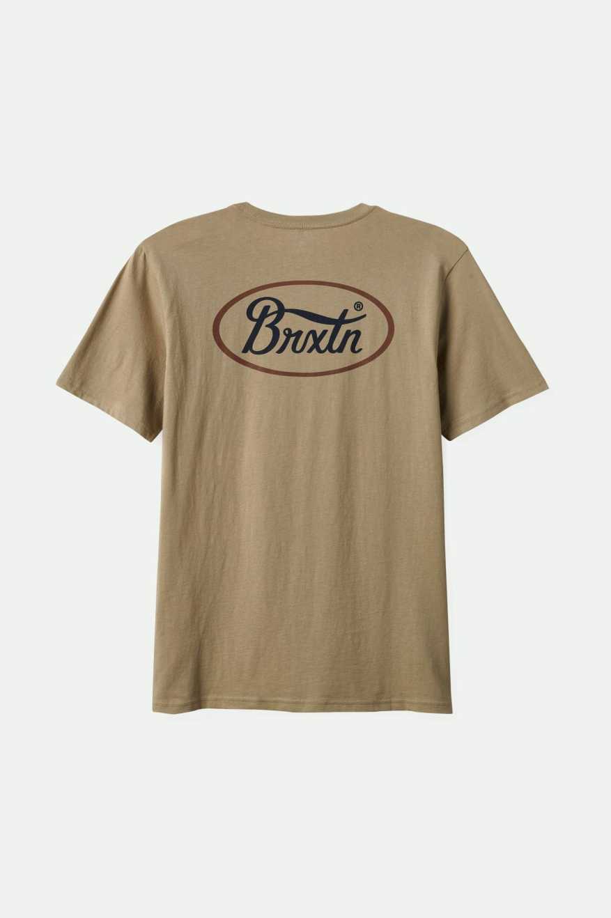 Parsons Short Sleeve Tailored T-Shirt for Men - Premium Cotton Crew Neck Tee in Oatmeal, Washed Navy & Sepia Colors | Casual Wear, Office Outfits & Everyday Comfort