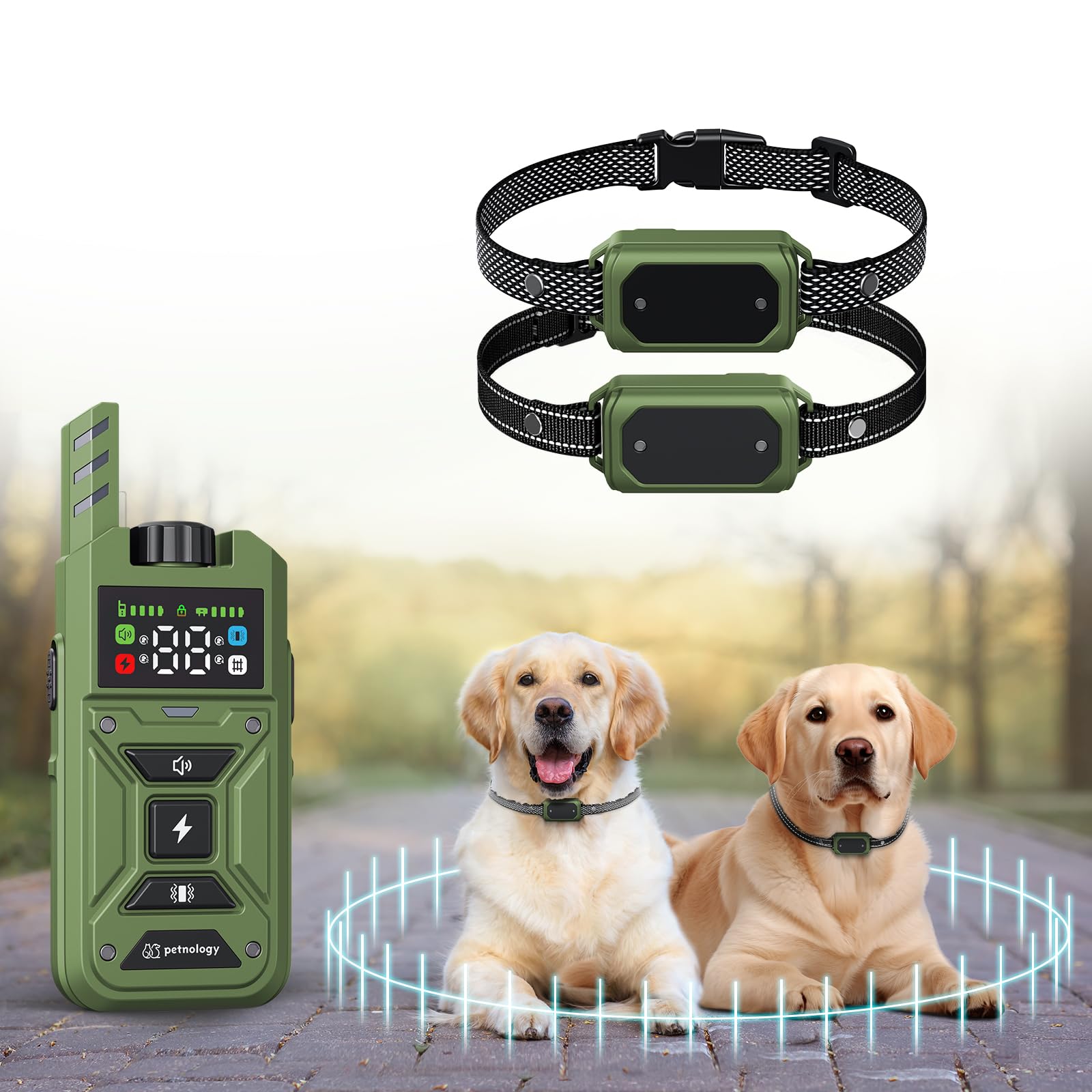 2-in-1 Wireless Dog Fence & Training Collar System - Adjustable Waterproof Collars for 2 Dogs with Remote (33ft-1000ft Range) - 3 Training Modes for Secure Containment - Perfect for Backyard, Park & Outdoor Dog Training