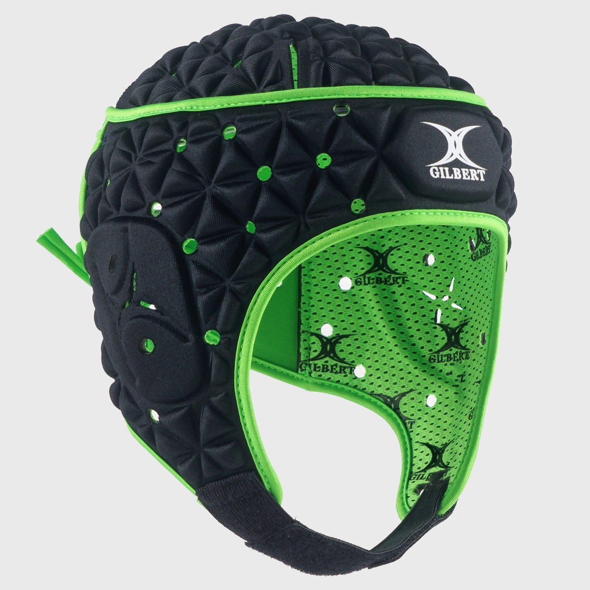 Gilbert Ignite Youth Rugby Headguard - Black & Green - Protective Rugby Gear for Kids - Perfect for Training & Matches