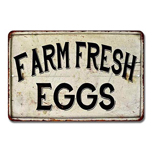 Vintage Farmhouse Metal Sign - 8x12 Inch Rustic Chicken Coop Decor with Matte Finish | Farm Fresh Eggs Sign for Kitchen, Barn & Country Home Decor | Perfect for Farmhouse, Cottage & Countryside Style