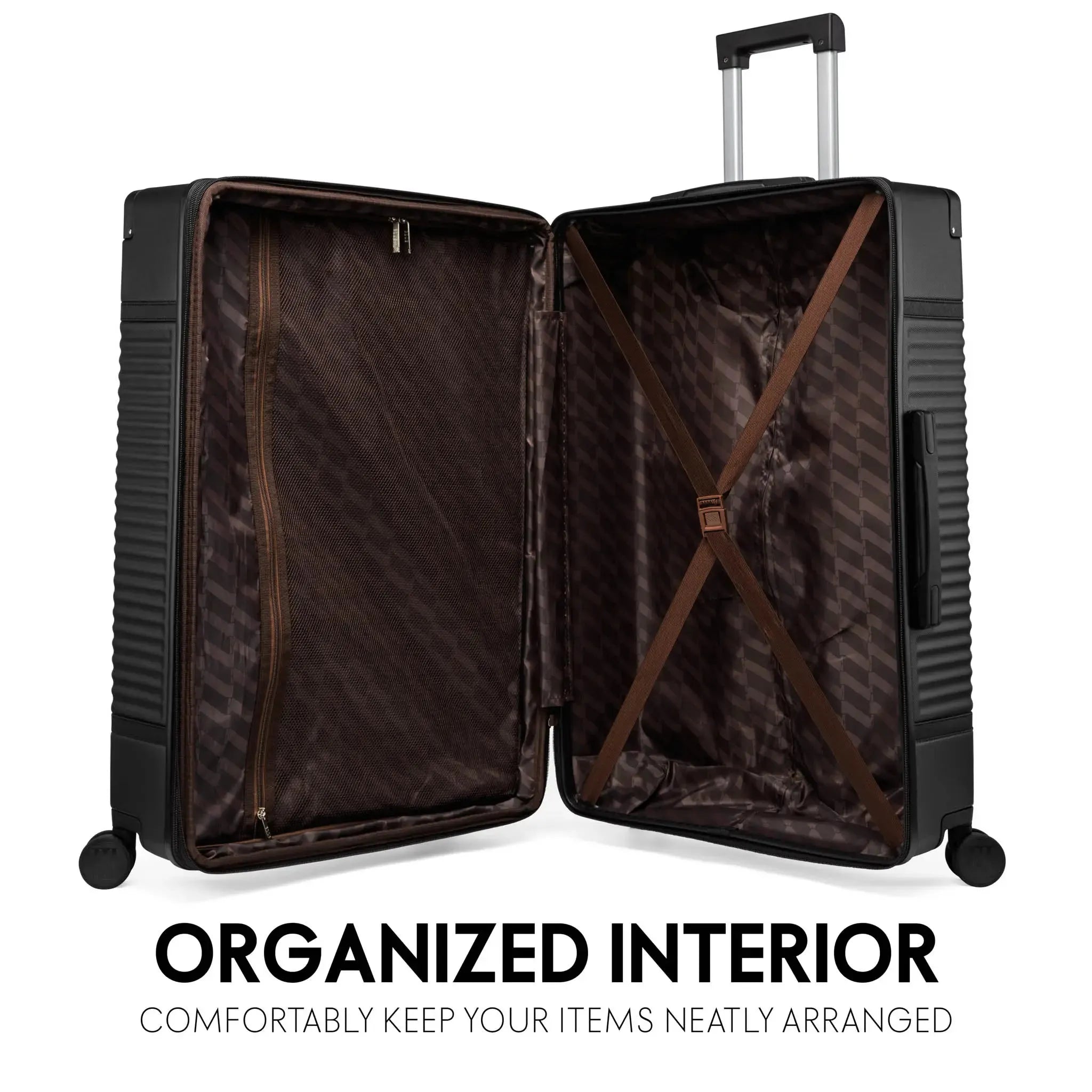 Vintage Expandable 3-Piece Luggage Set by Belleville - Lightweight Spinner Suitcase for Travel, Business Trips & Weekend Getaways