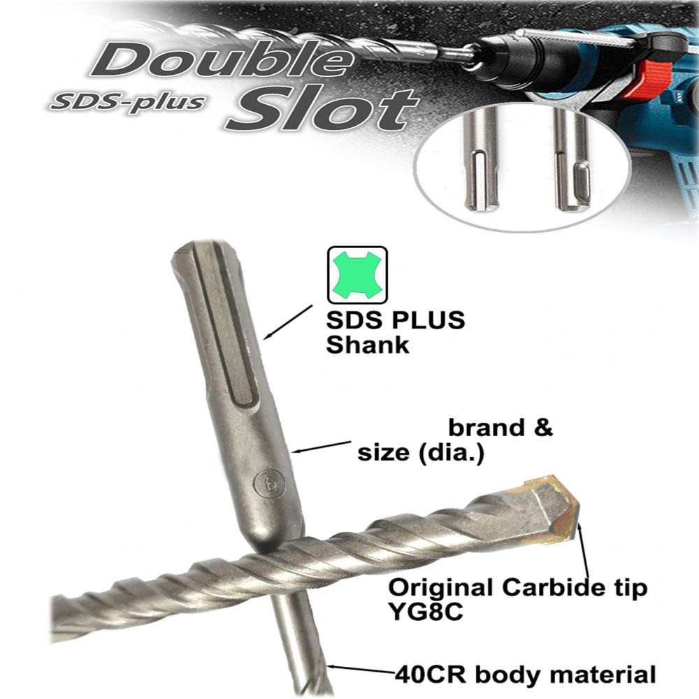 SDS Plus Hammer Drill Bit 3Pcs for Concrete & Masonry - Heavy Duty Construction Use