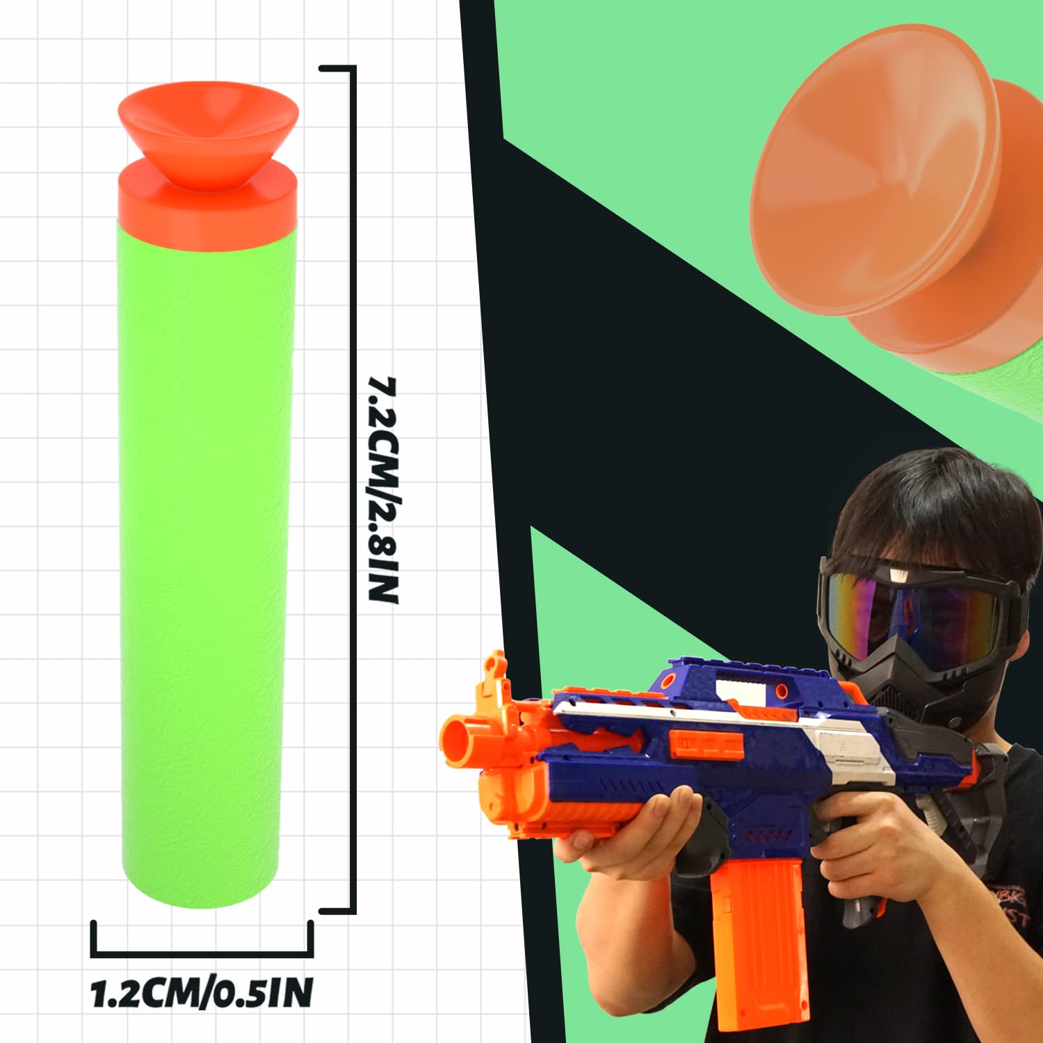 TORMEN Refill Standard Darts - 100 Pack Foam Darts Compatible with Nerf Elite Series Blasters & Toy Guns for Kids Outdoor Play, Target Practice & Nerf Battles