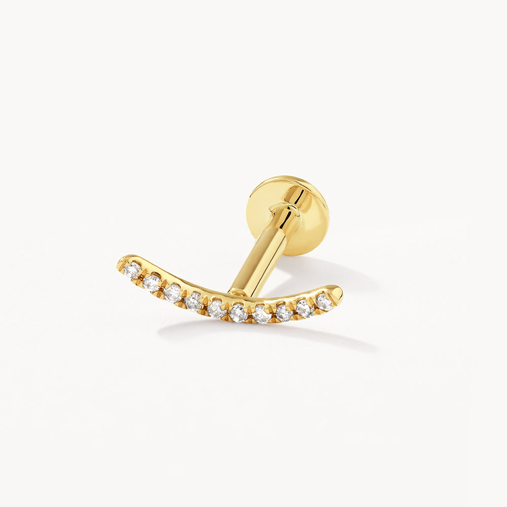 10k Gold Micro Diamond Climber Helix Single Stud Earring - Elegant & Dainty Jewelry for Everyday Wear & Special Occasions