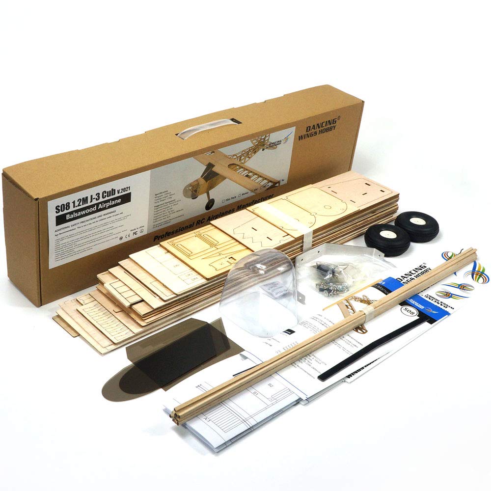 DW Hobby 1.2M Balsa Wood Piper Cub J3 RC Airplane Kit - Laser-Cut Unassembled Remote Control Model Plane for Adults & Hobbyists | Outdoor Flying, Backyard Fun & Aviation Enthusiast Gift