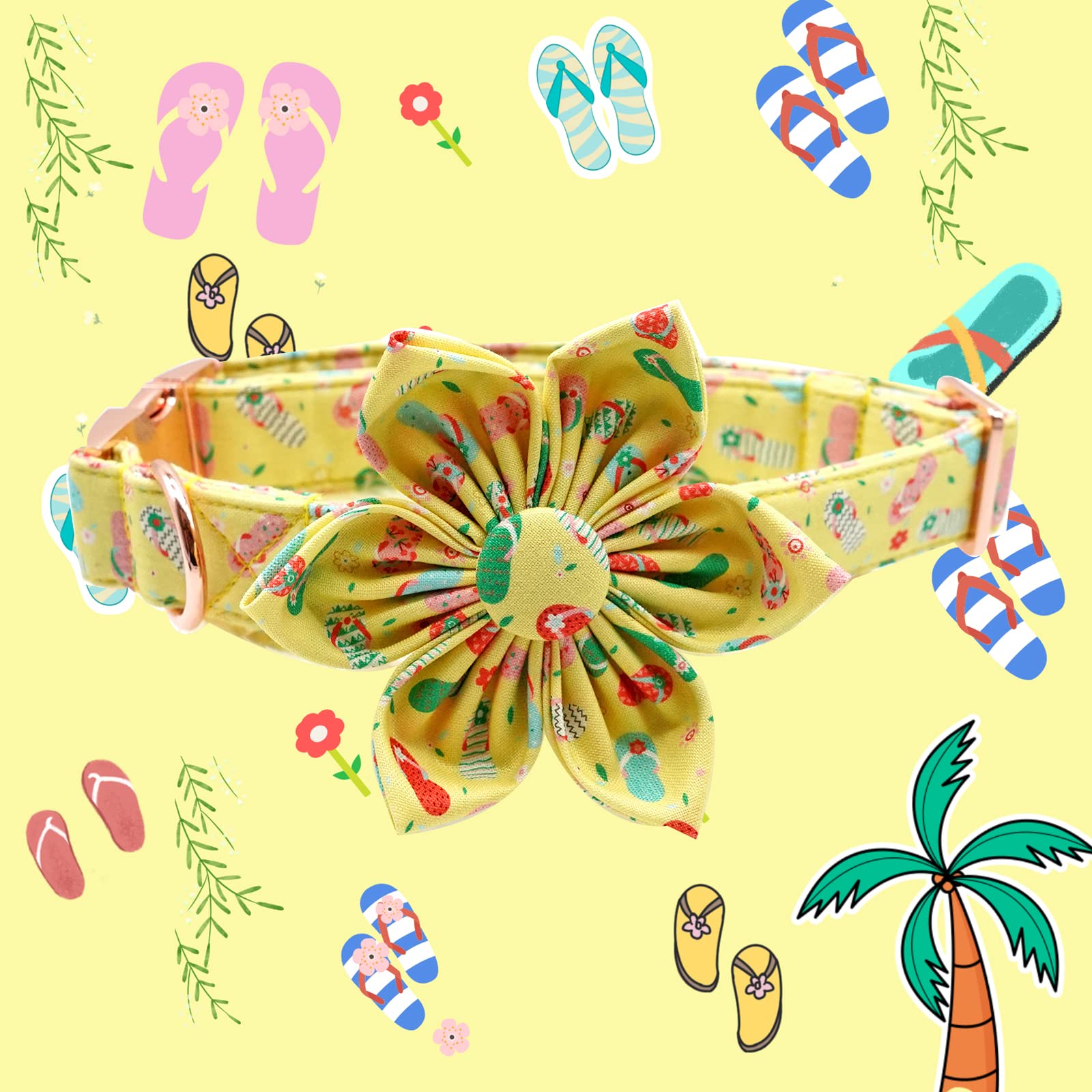 Elegant Floral Dog Collar with Detachable Flower - Adjustable Pet Collar for Small, Medium & Large Dogs - Perfect for Summer, Walks & Special Occasions